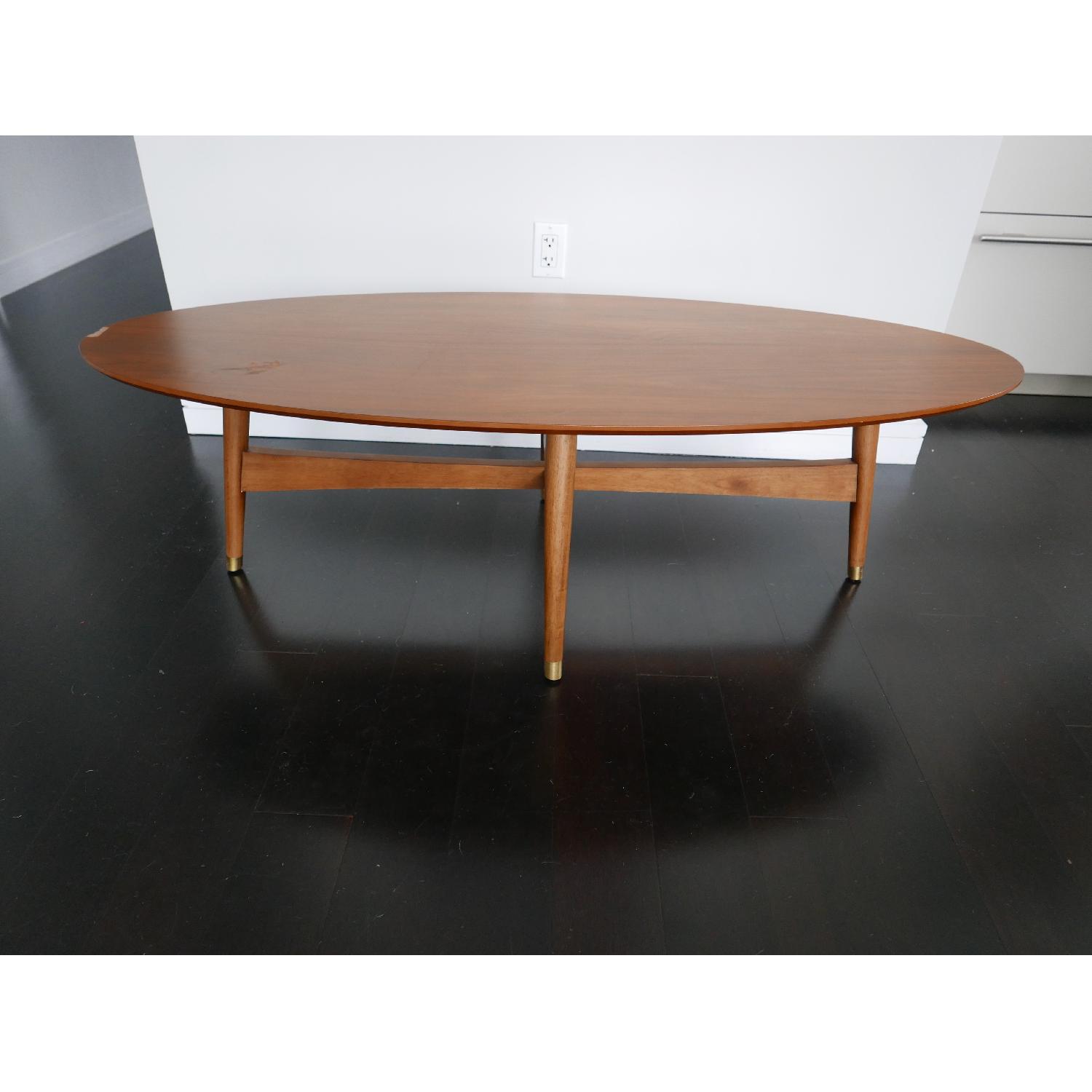 West Elm Reeve Mid-Century Oval Coffee Table in Pecan - image-1