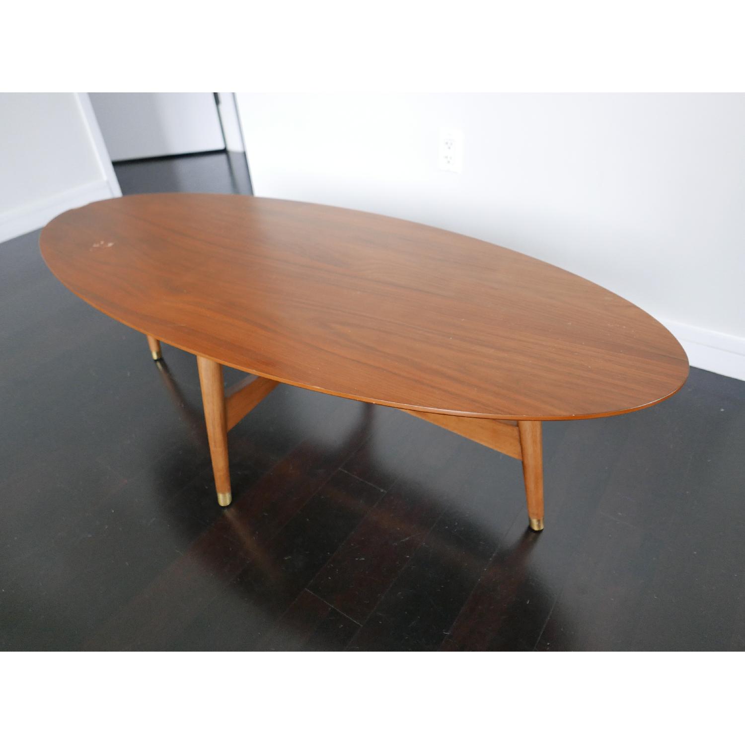 West Elm Reeve Mid-Century Oval Coffee Table in Pecan - image-3