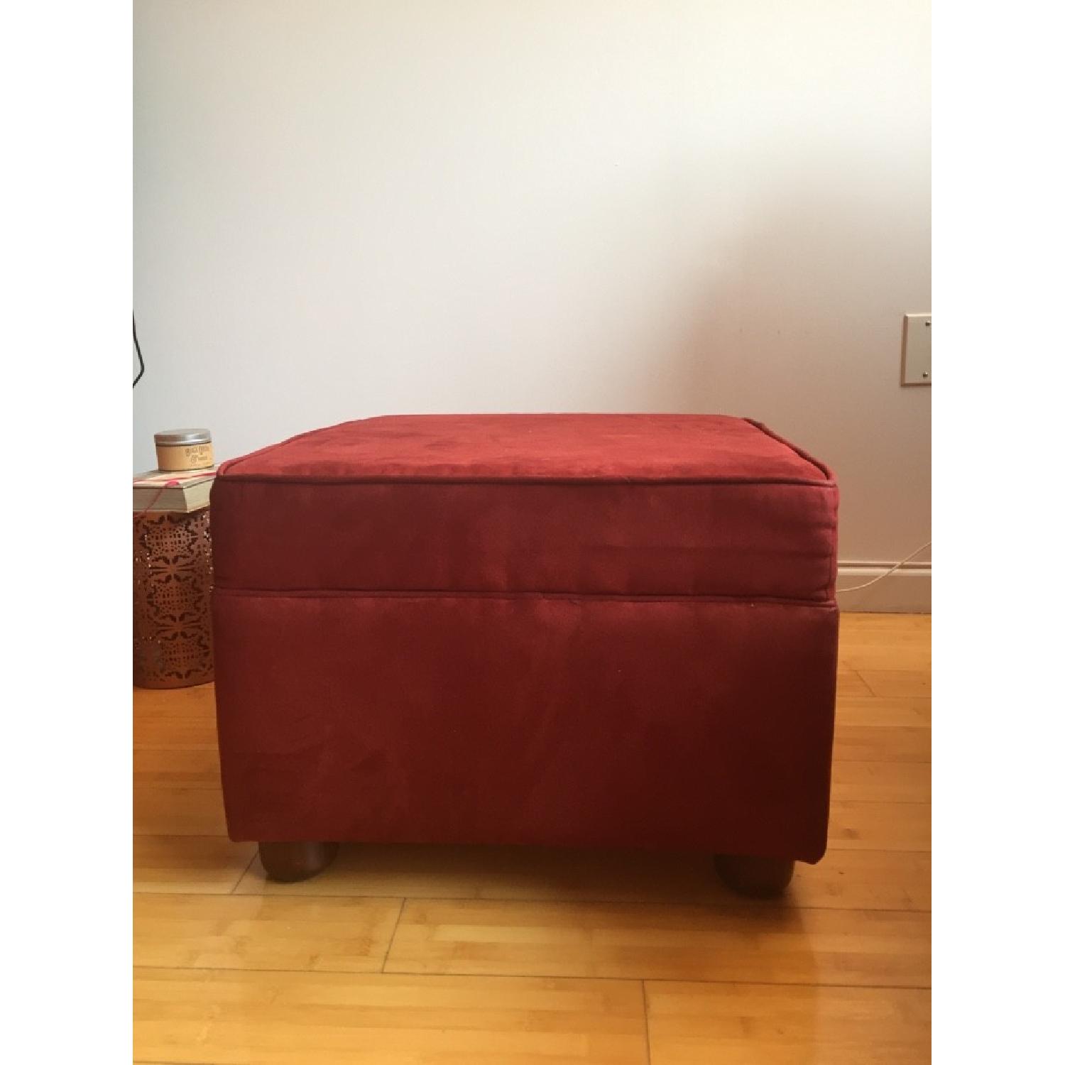 Deep Burgundy Maroon Armchair & Ottoman - image-1