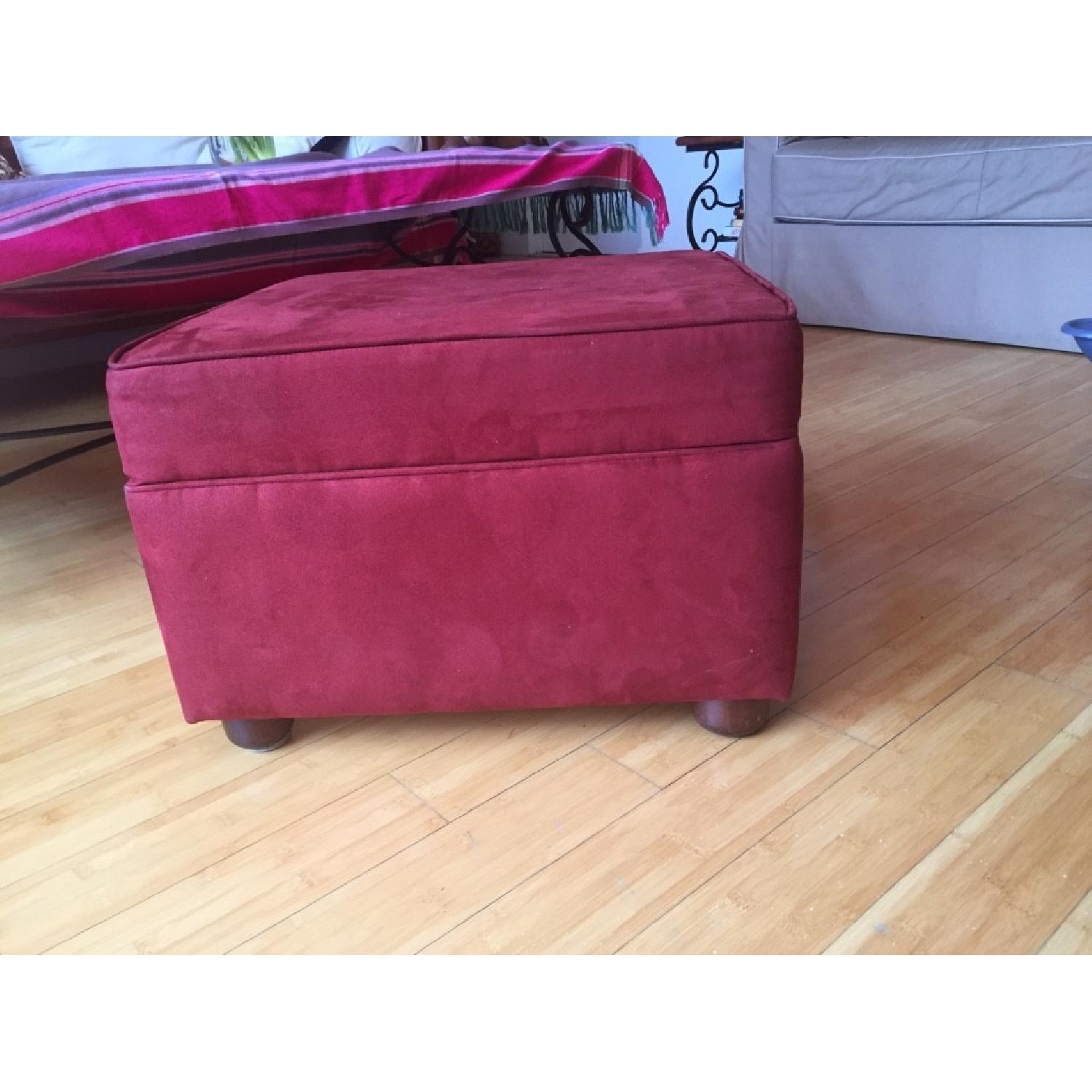 Deep Burgundy Maroon Armchair & Ottoman - image-2