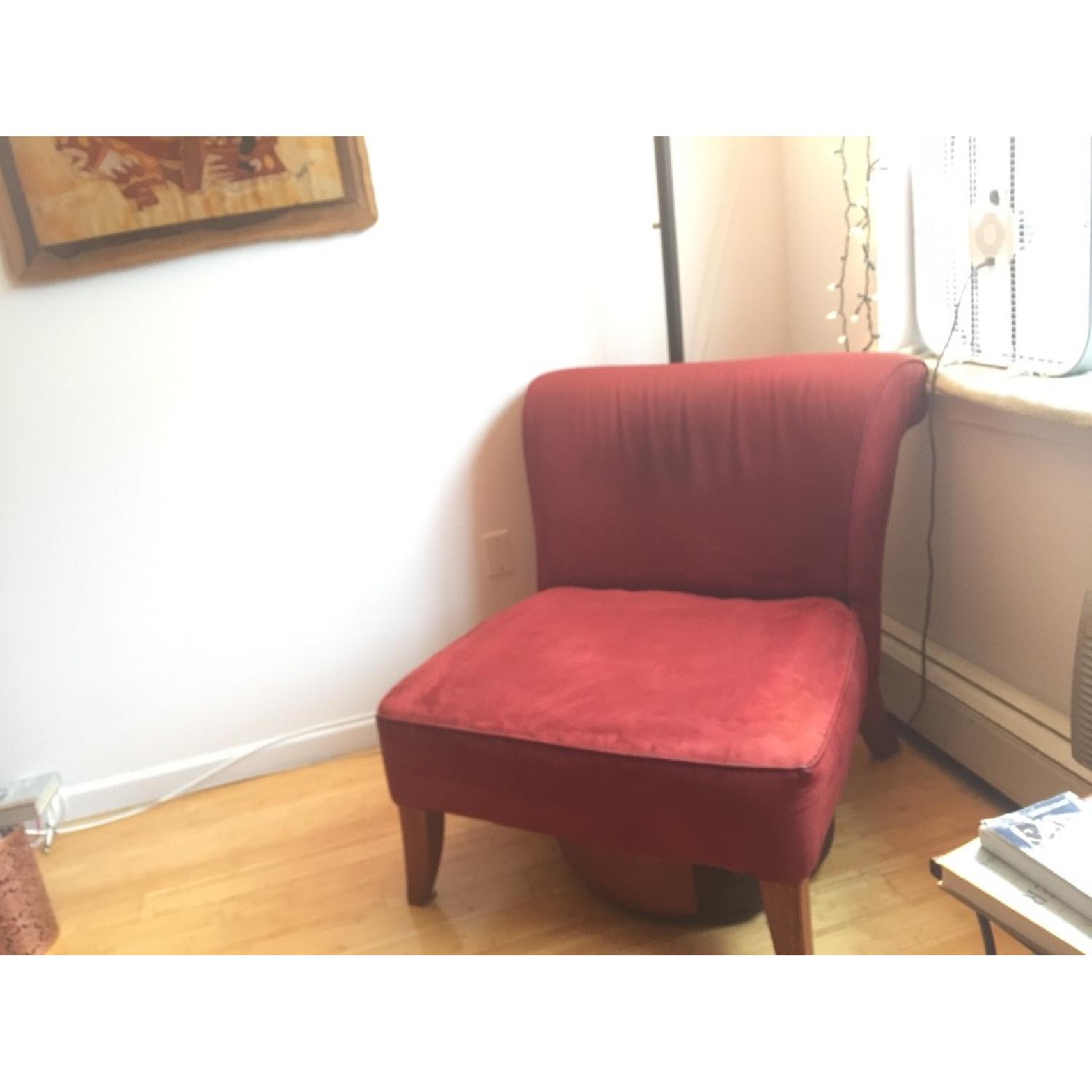 Deep Burgundy Maroon Armchair & Ottoman - image-4