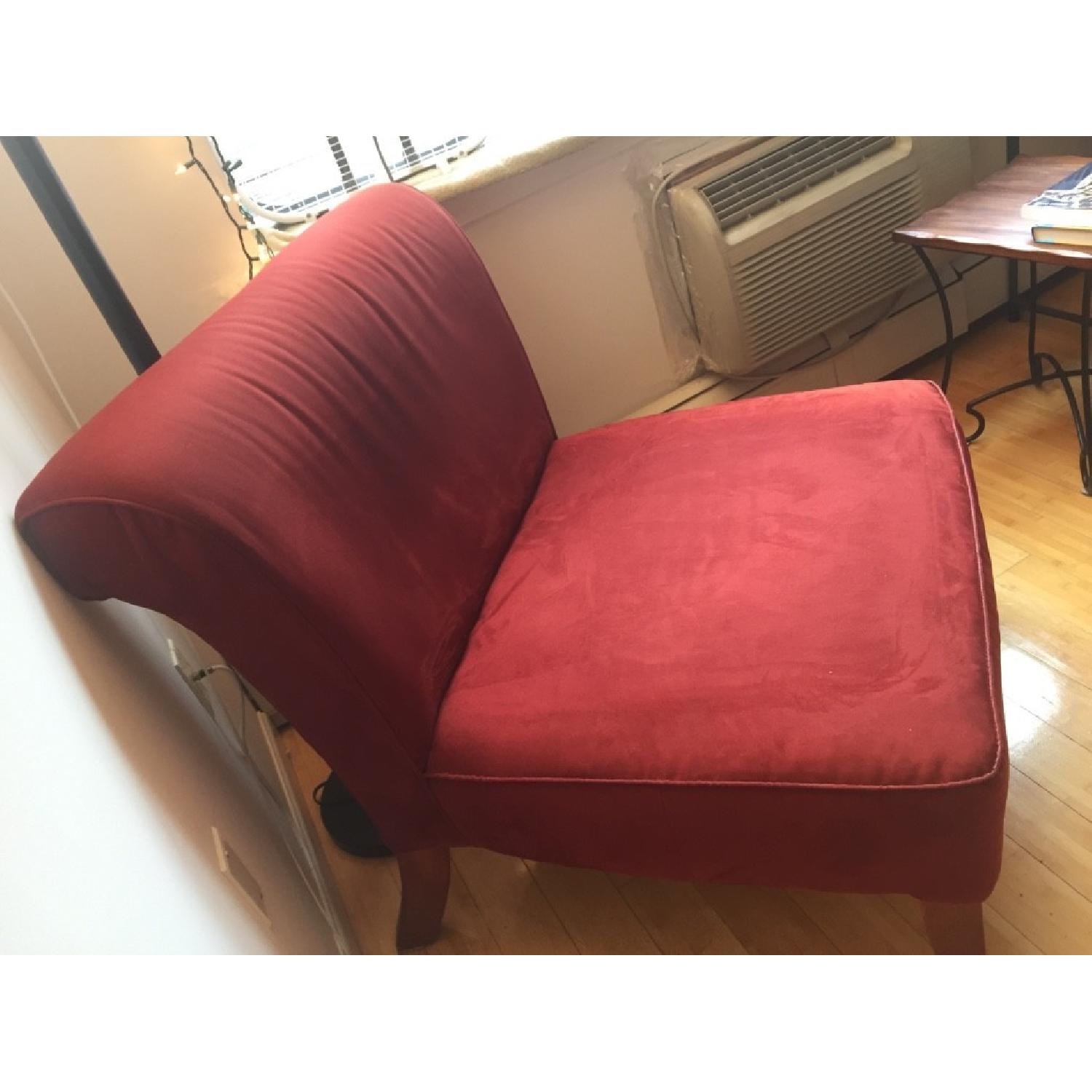 Deep Burgundy Maroon Armchair & Ottoman - image-5