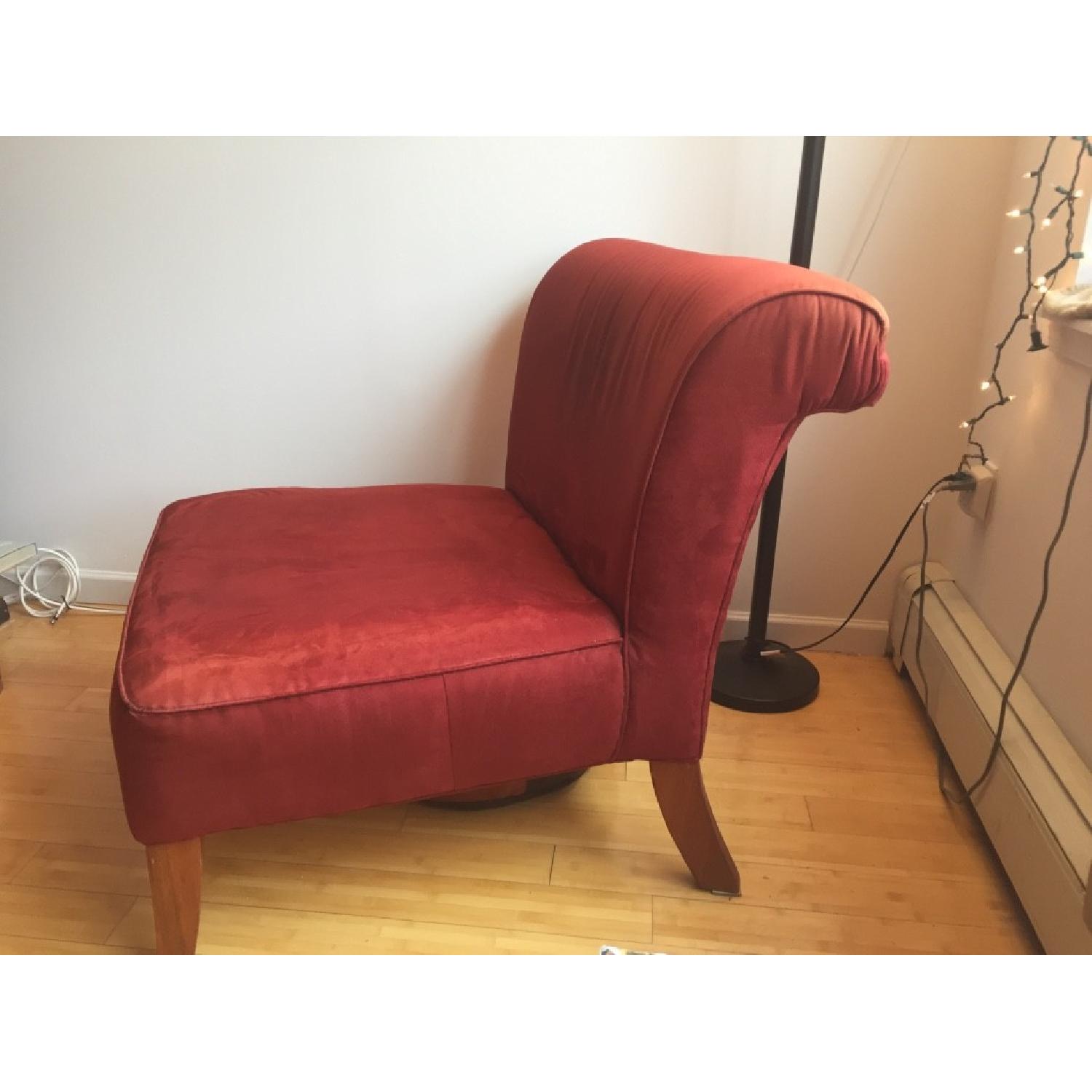 Deep Burgundy Maroon Armchair & Ottoman - image-6