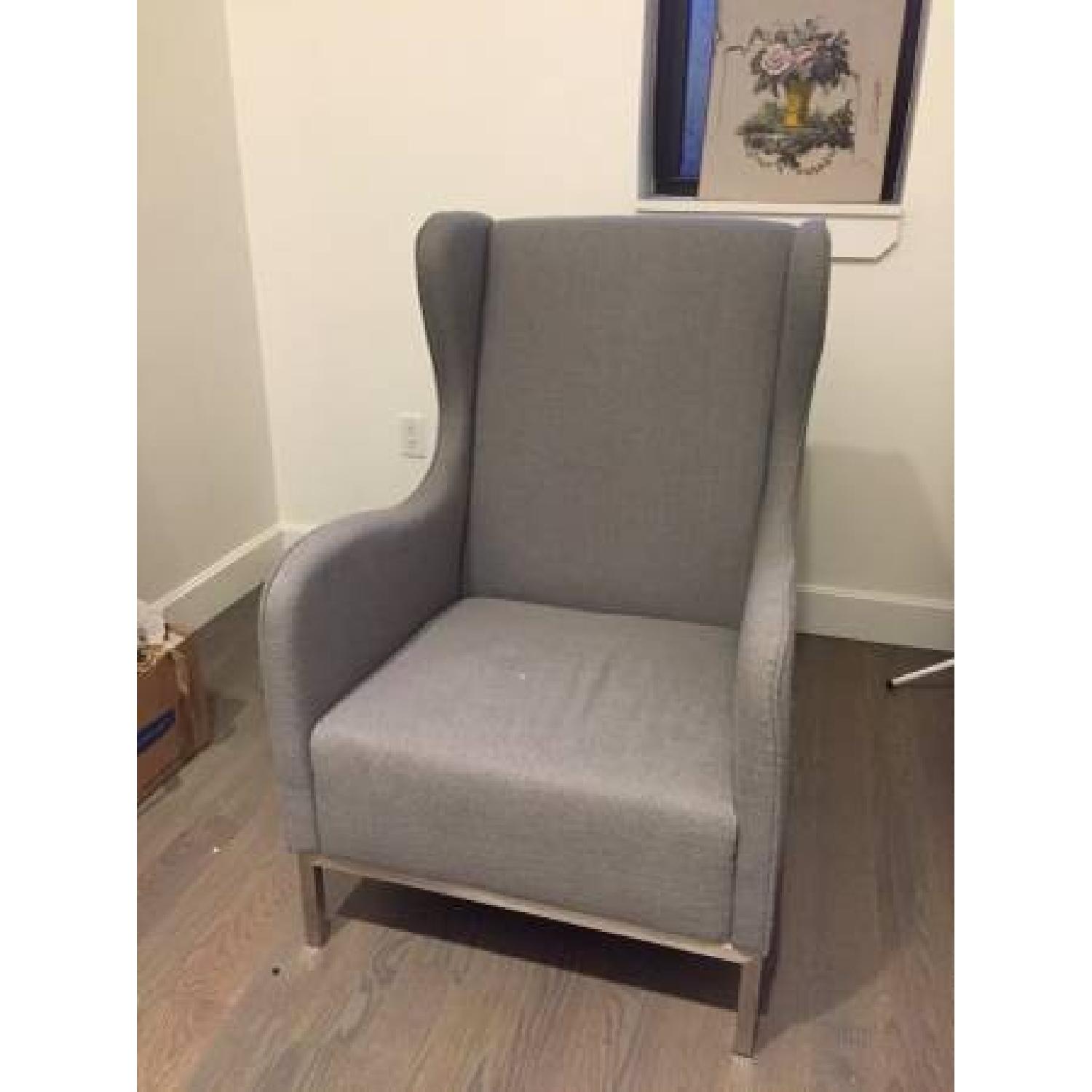 CB2 Wingback Study Chair in Oyster Grey - image-2
