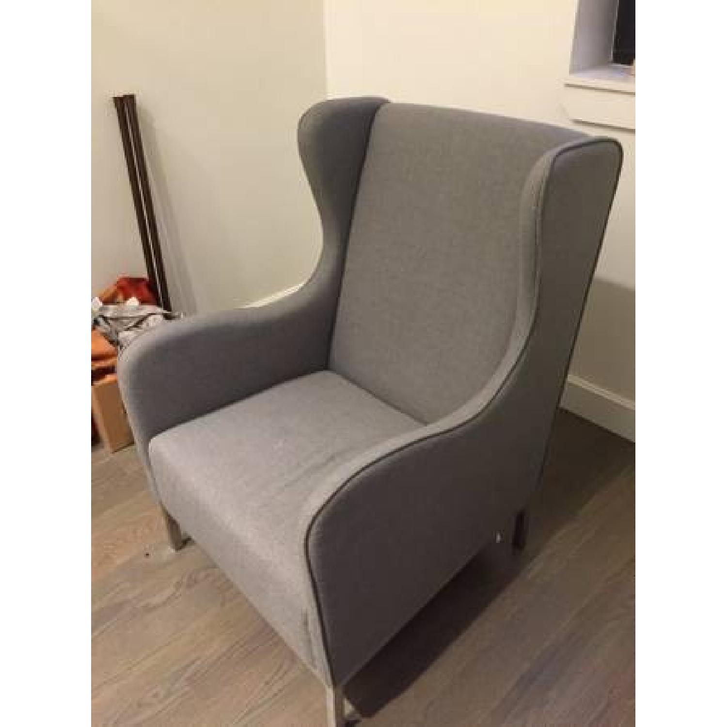 CB2 Wingback Study Chair in Oyster Grey - image-3