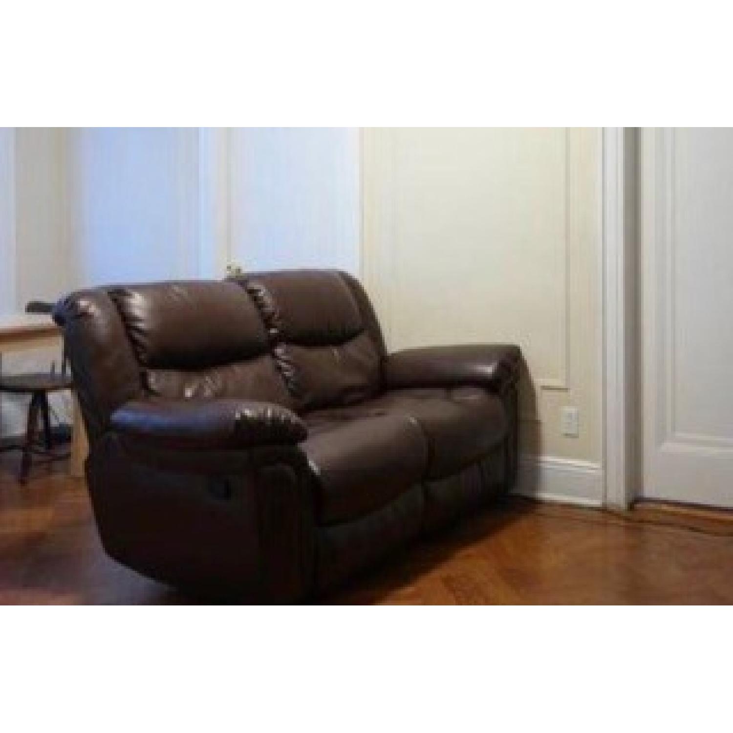 Brown Leather Recliner Loveseat - image-1