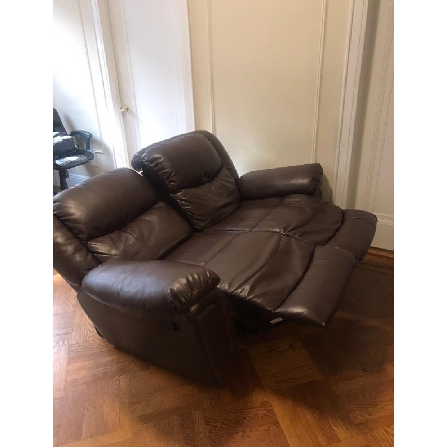 Brown Leather Recliner Loveseat - image-2