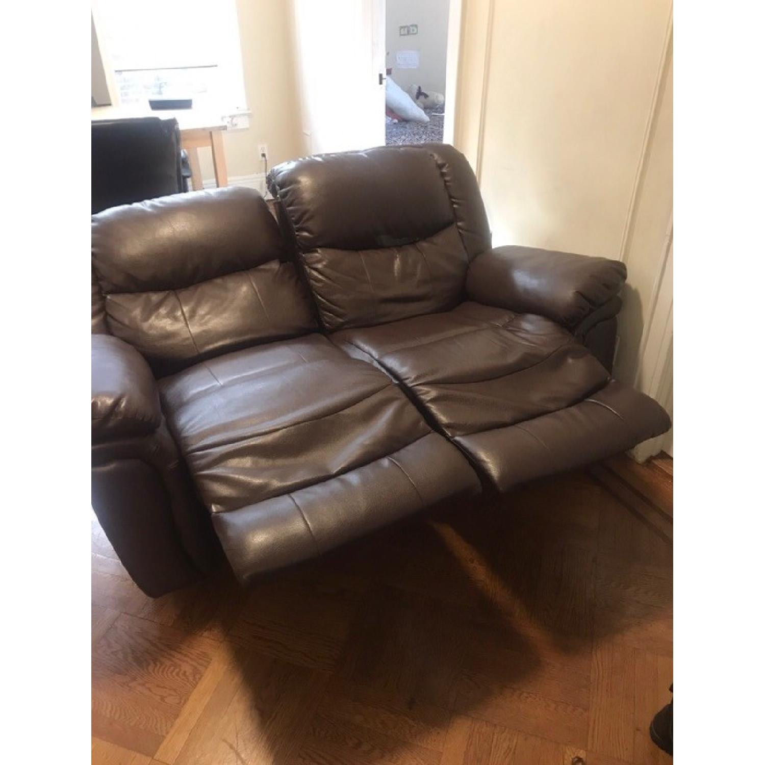 Brown Leather Recliner Loveseat - image-3