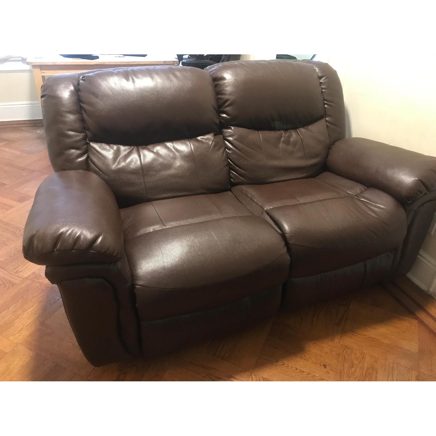 Brown Leather Recliner Loveseat - image-7