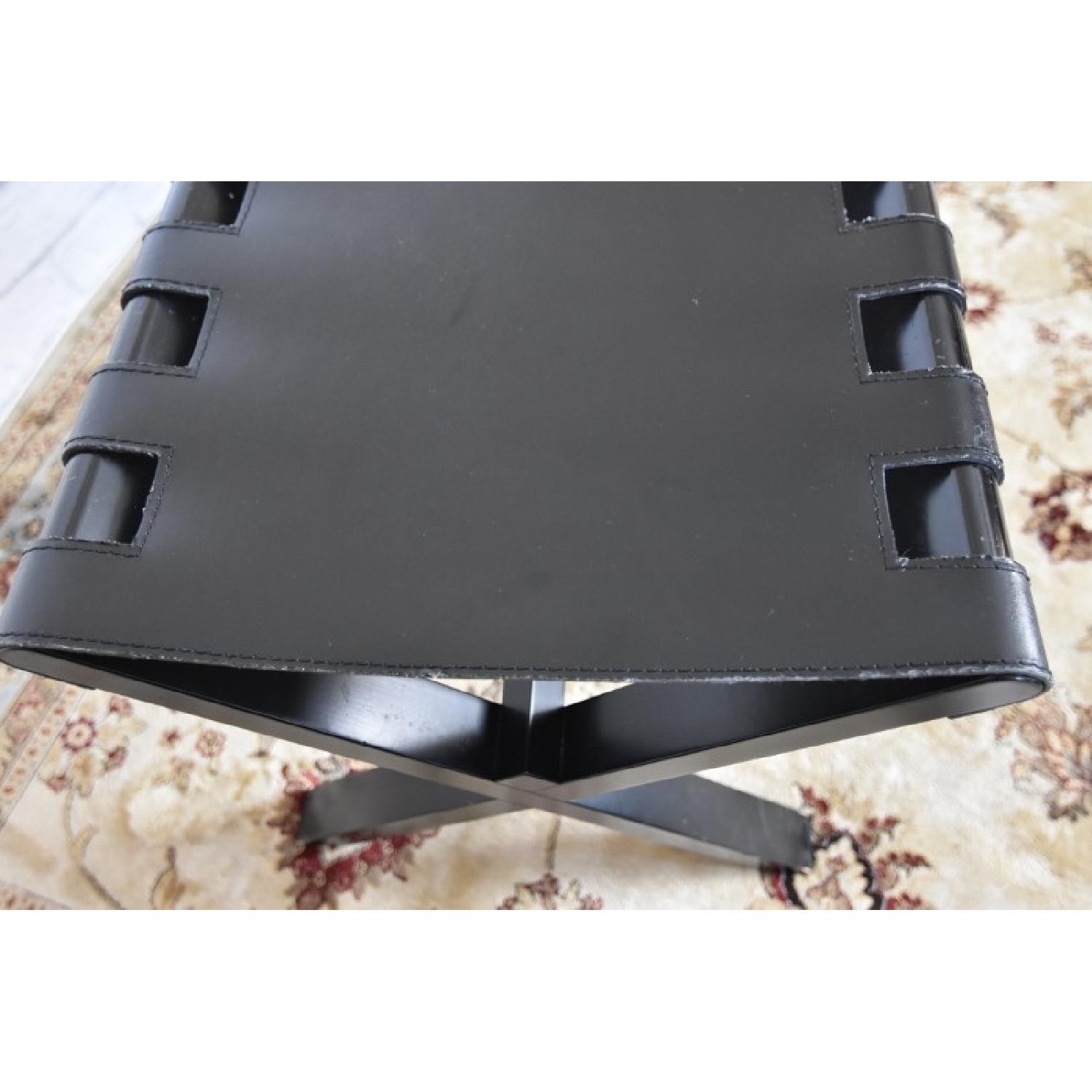 Black Leather Strapped X-Base Director's Bench - image-4