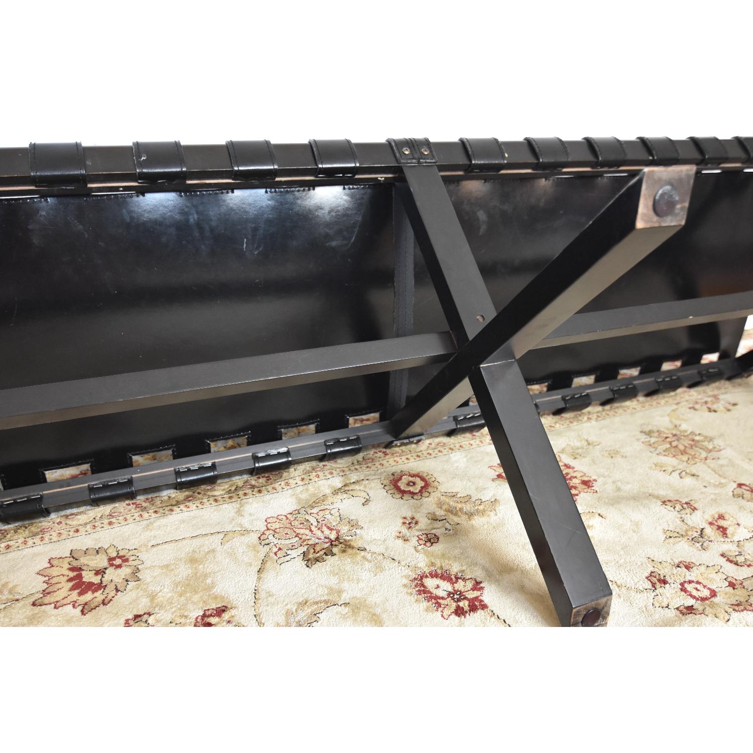 Black Leather Strapped X-Base Director's Bench - image-6
