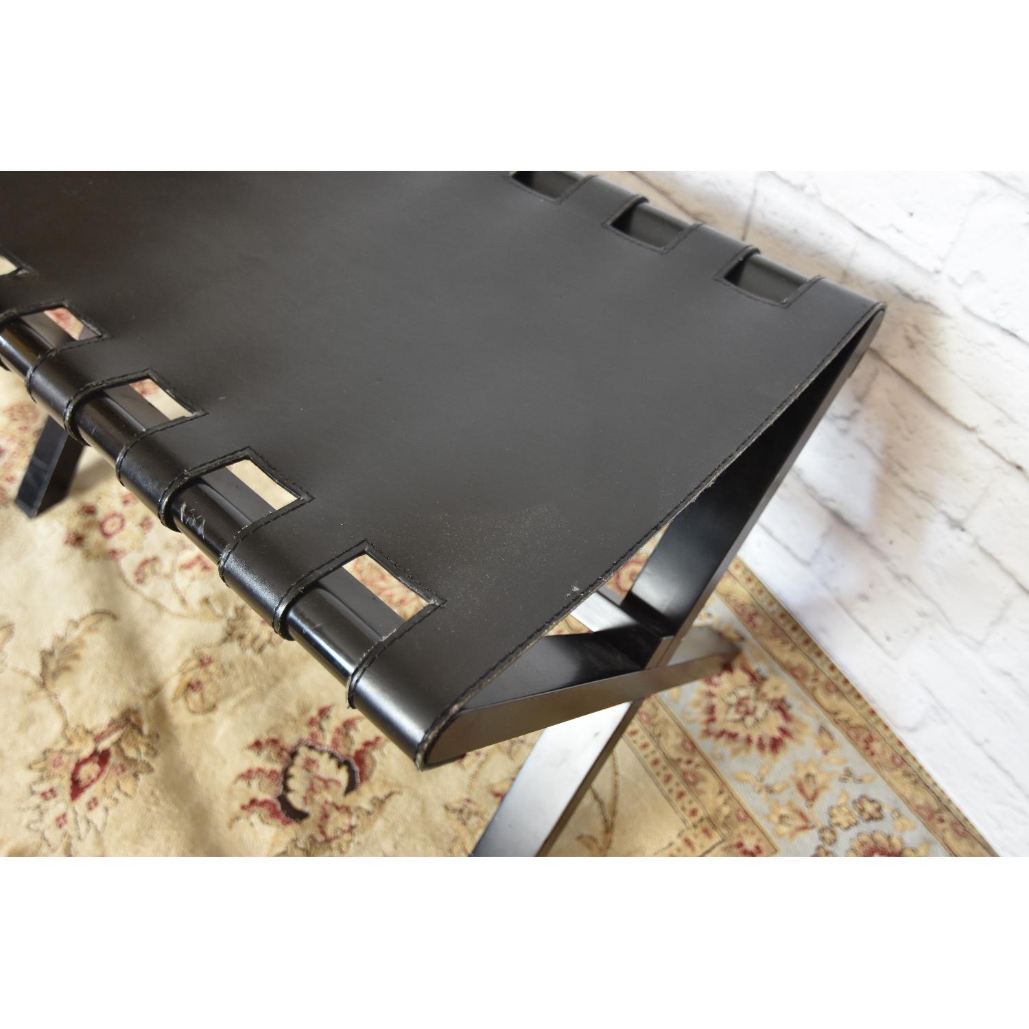 Black Leather Strapped X-Base Director's Bench - image-7