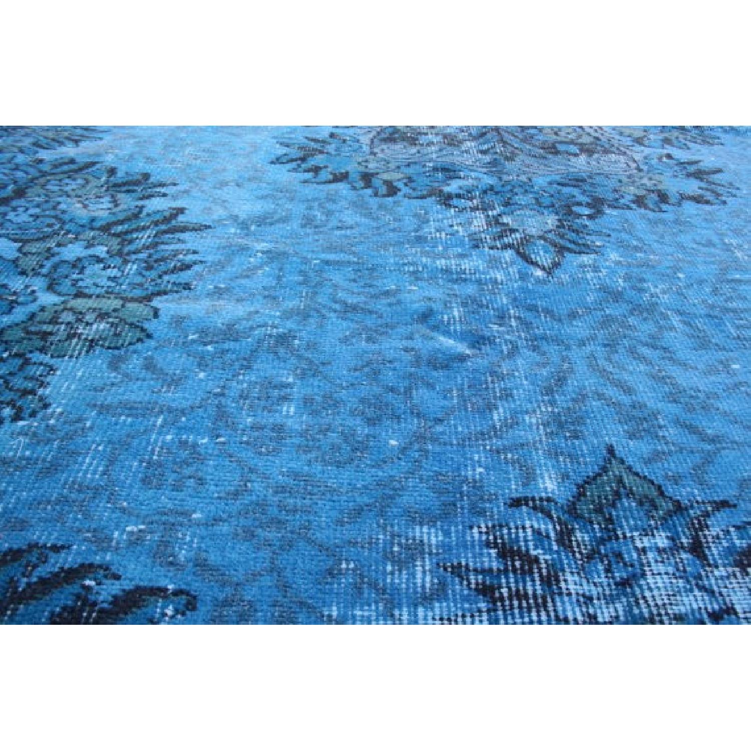 Vintage 1950s Turkish Turquoise Carpet - image-2