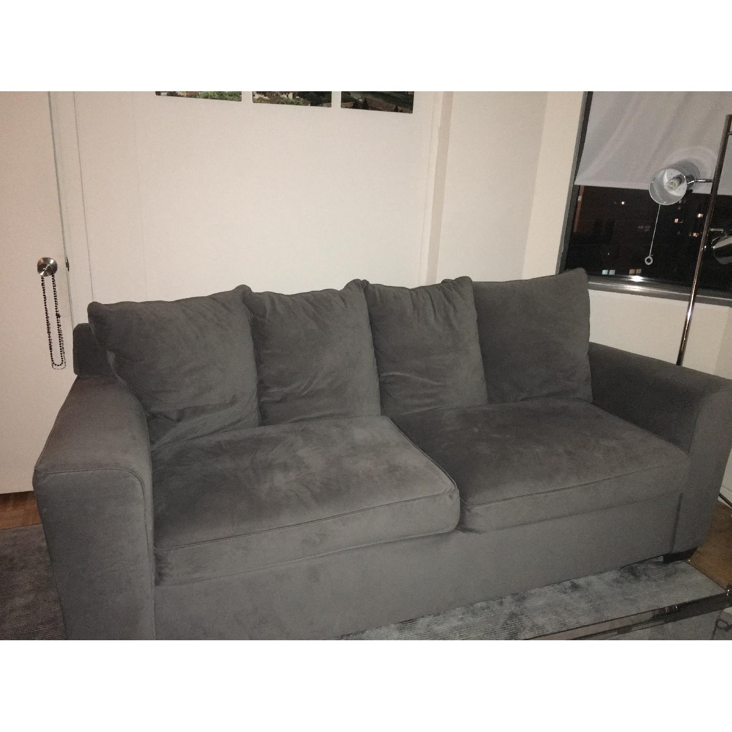 Bob's Gray Ultra-Suede Couch and Chair - image-1