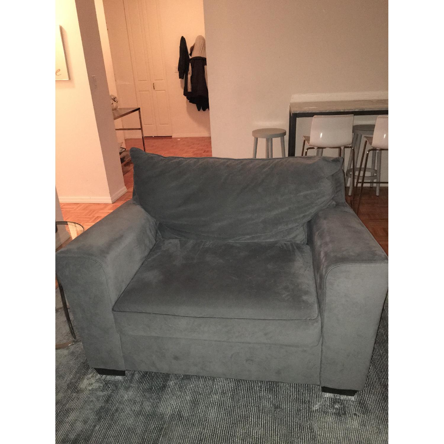 Bob's Gray Ultra-Suede Couch and Chair - image-3