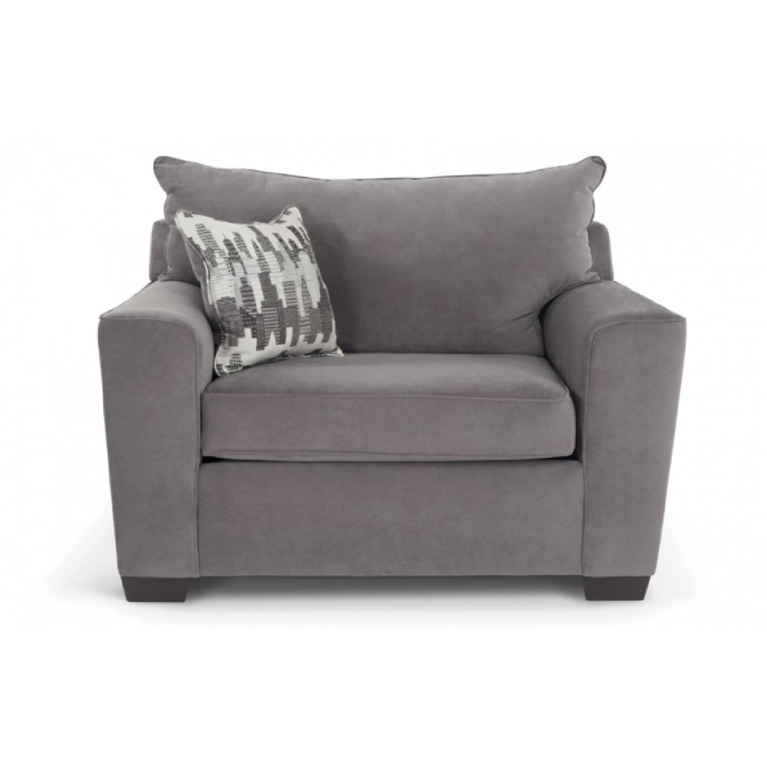Bob's Gray Ultra-Suede Couch and Chair - image-4