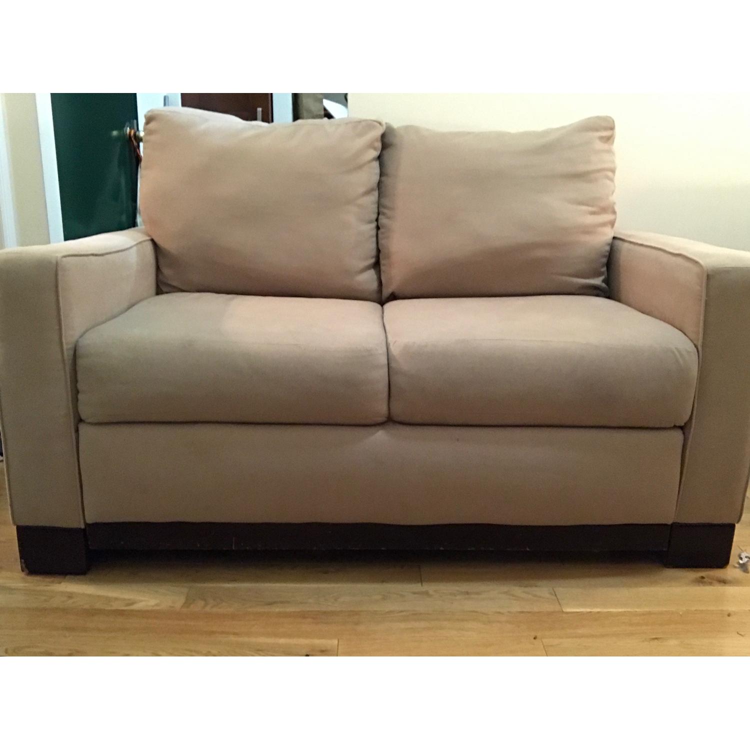 Beige Fabric Loveseat - image-1