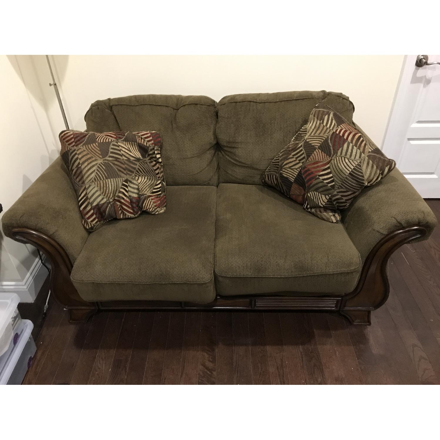 Green Fabric Loveseat - image-1
