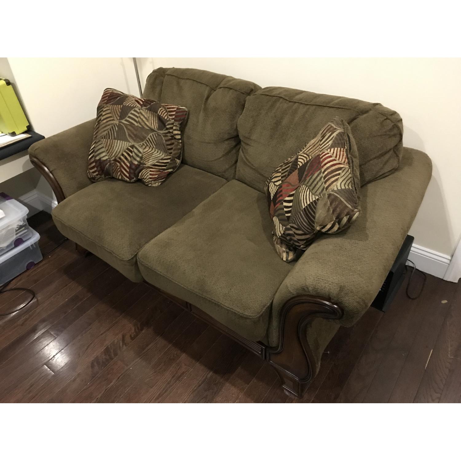 Green Fabric Loveseat - image-2