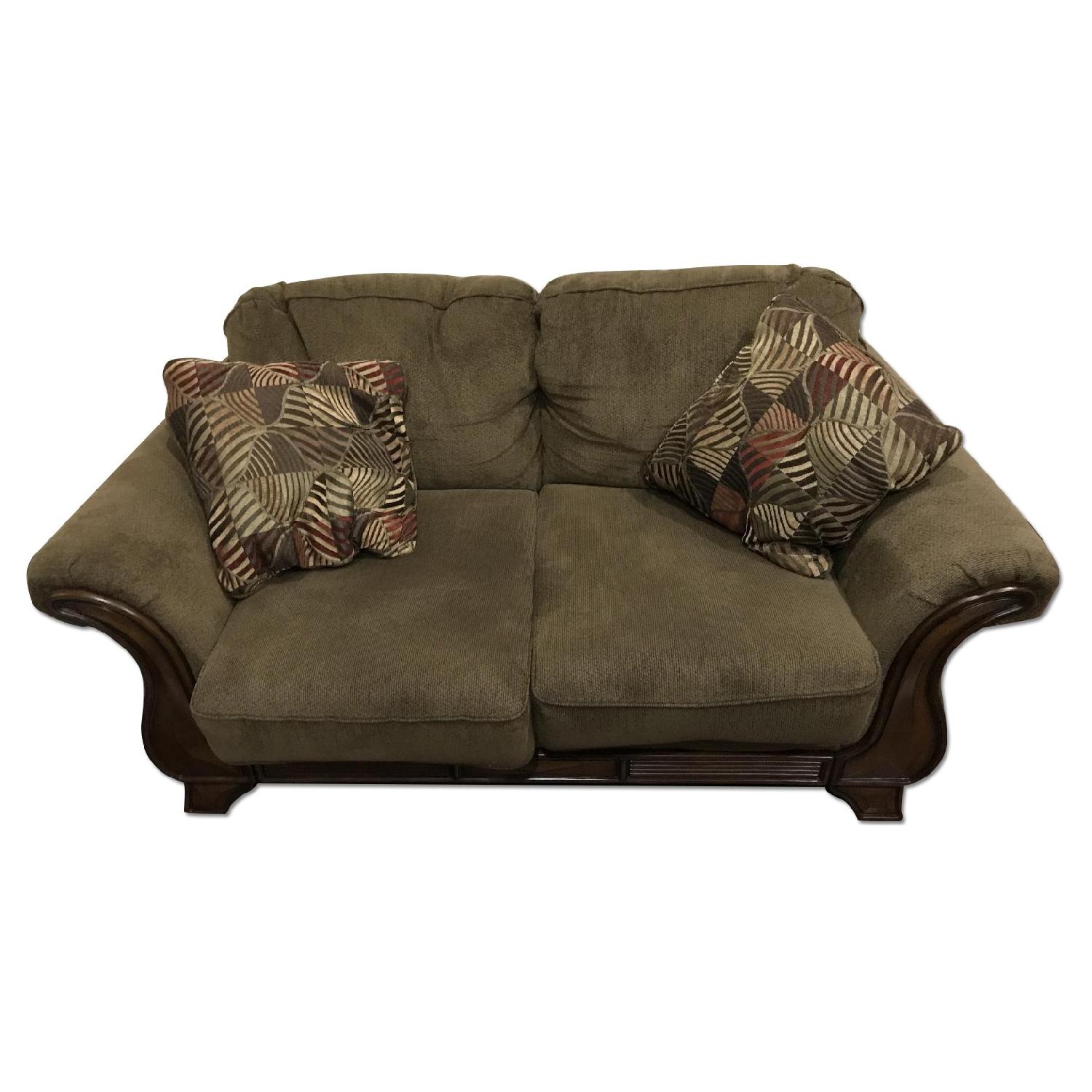 Green Fabric Loveseat - image-0