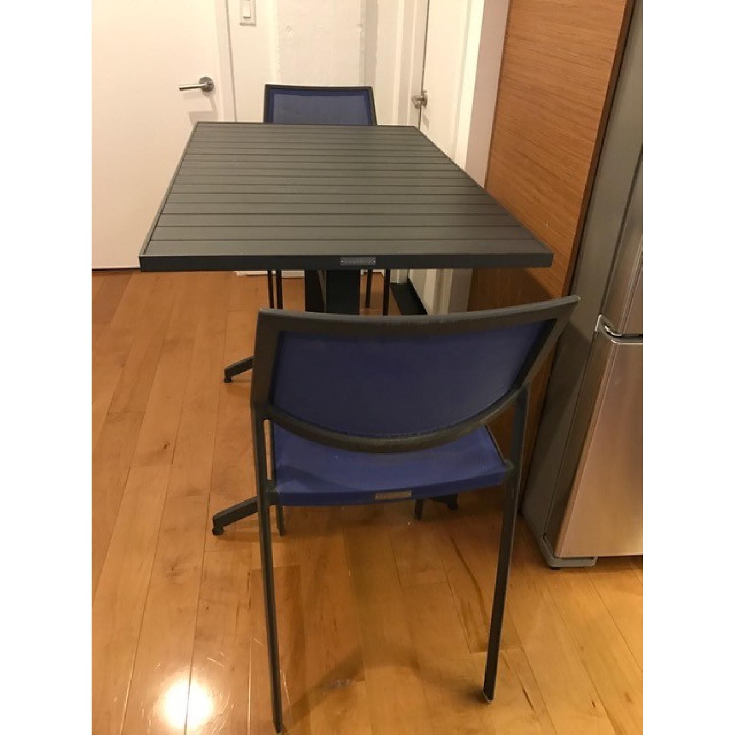 Crate & Barrel Largo Square Flip Top Table w/ 2 Blue Largo Mediterranean Chairs - image-1