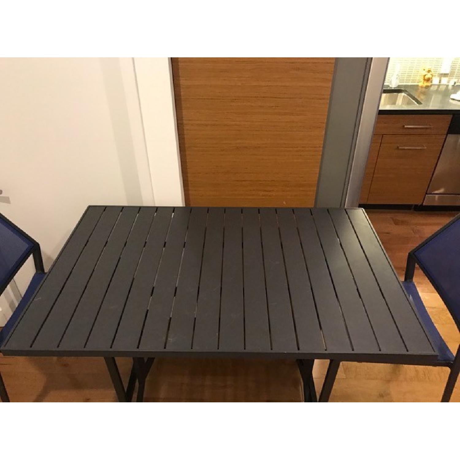 Crate & Barrel Largo Square Flip Top Table w/ 2 Blue Largo Mediterranean Chairs - image-2