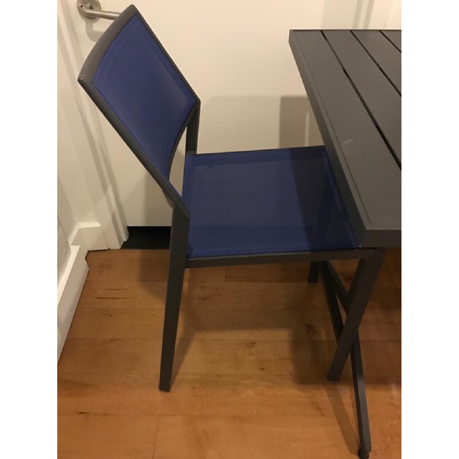 Crate & Barrel Largo Square Flip Top Table w/ 2 Blue Largo Mediterranean Chairs - image-3