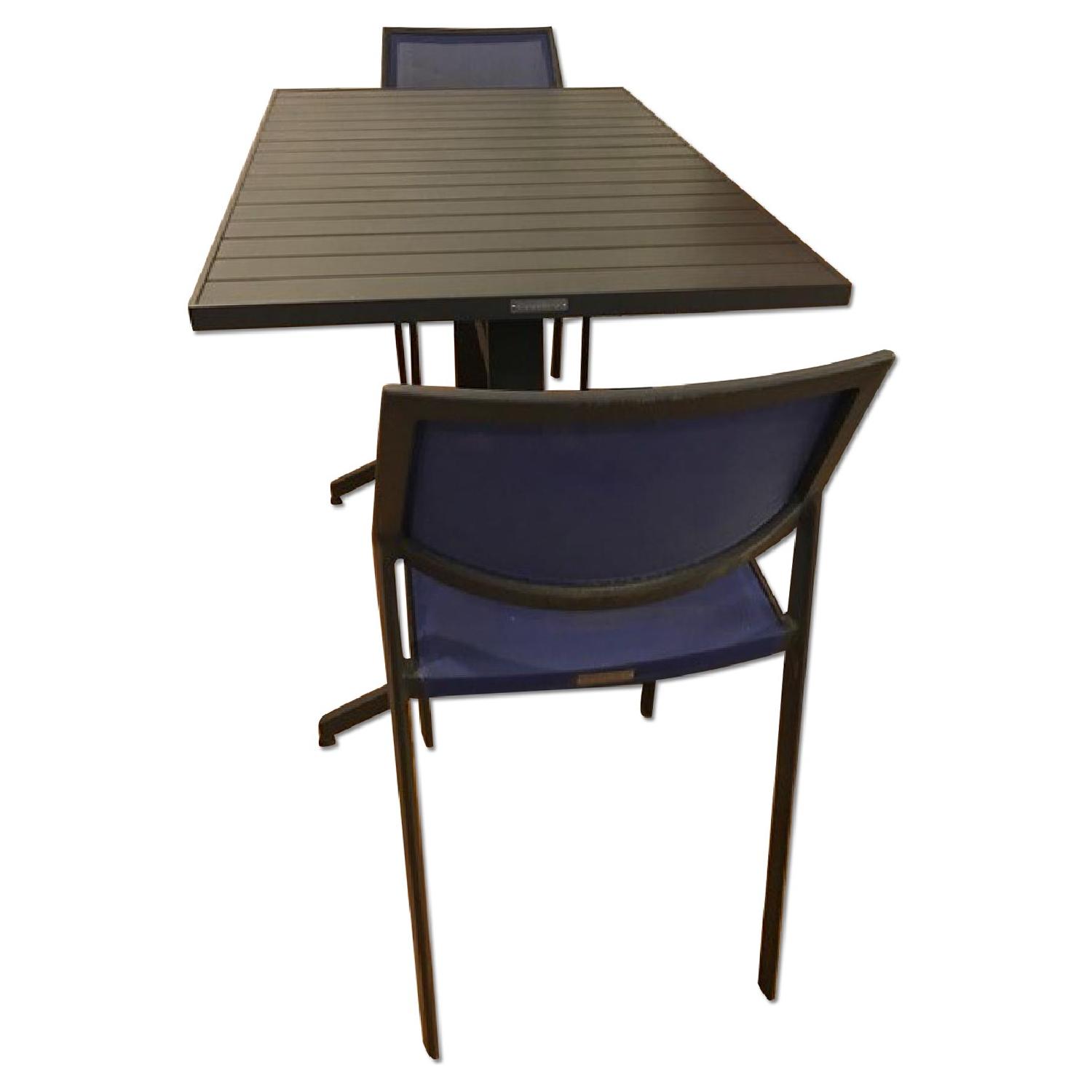 Crate & Barrel Largo Square Flip Top Table w/ 2 Blue Largo Mediterranean Chairs - image-6
