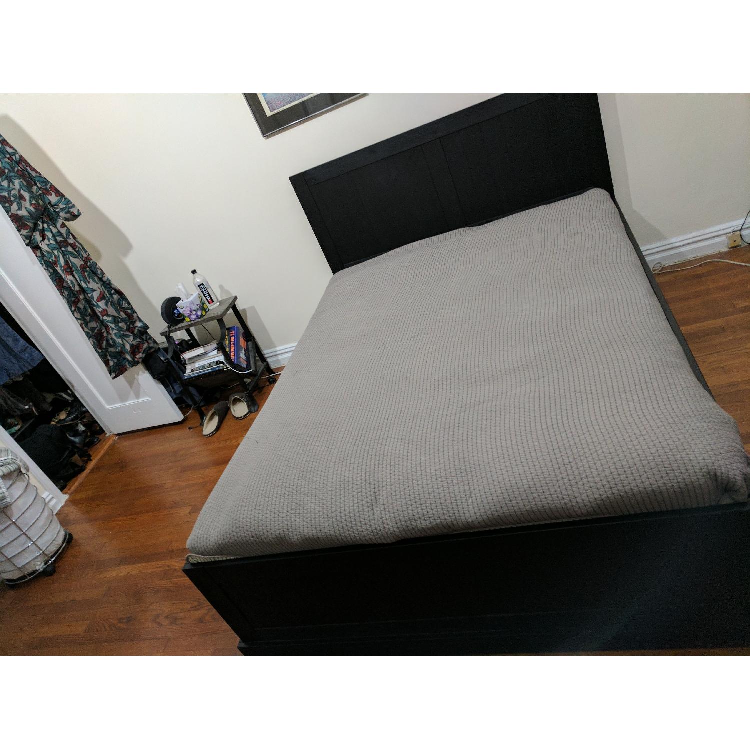 Ikea Wood Storage Queen Bed w/ 4 Drawers - image-1