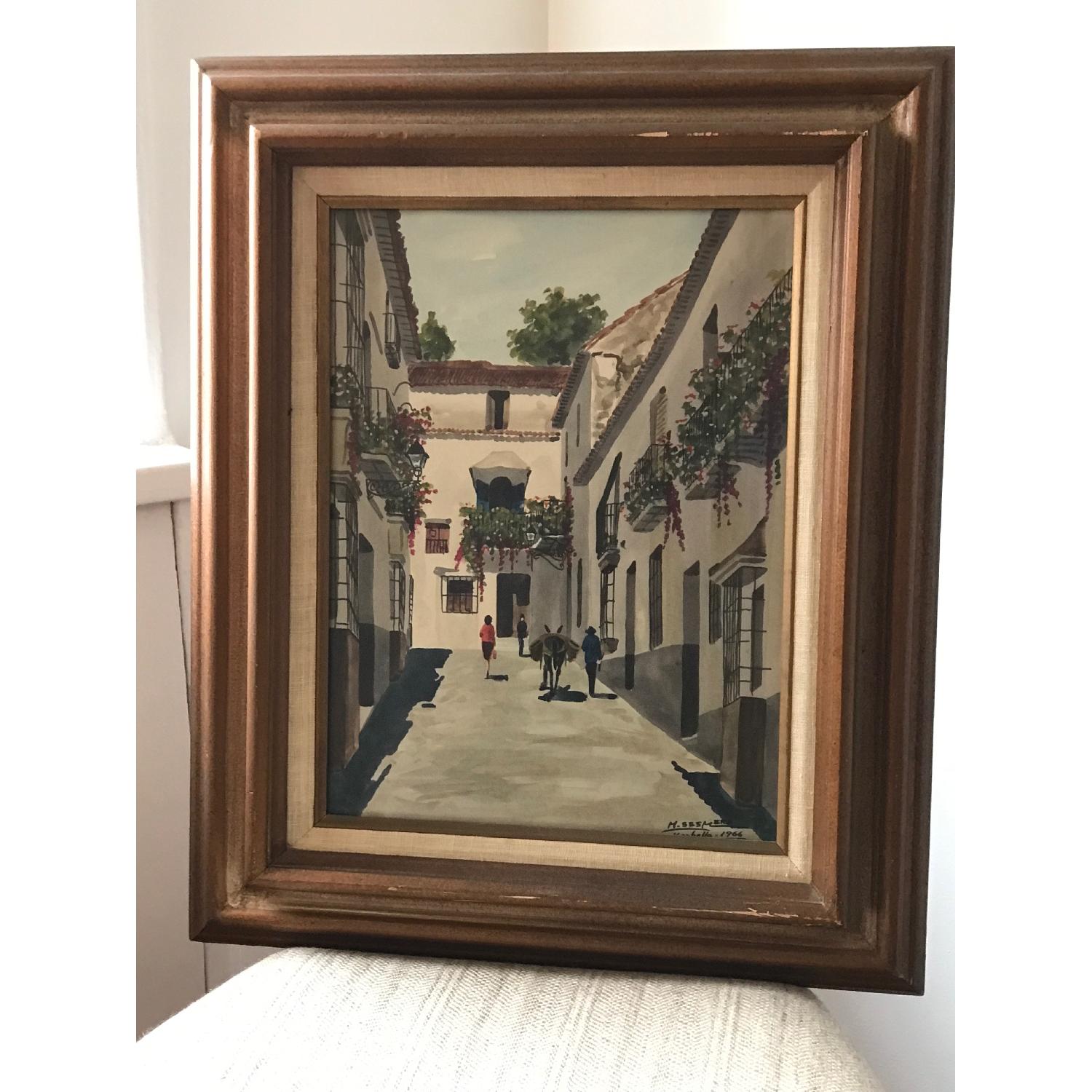 Signed Framed 1966 Marbella Watercolor - image-1