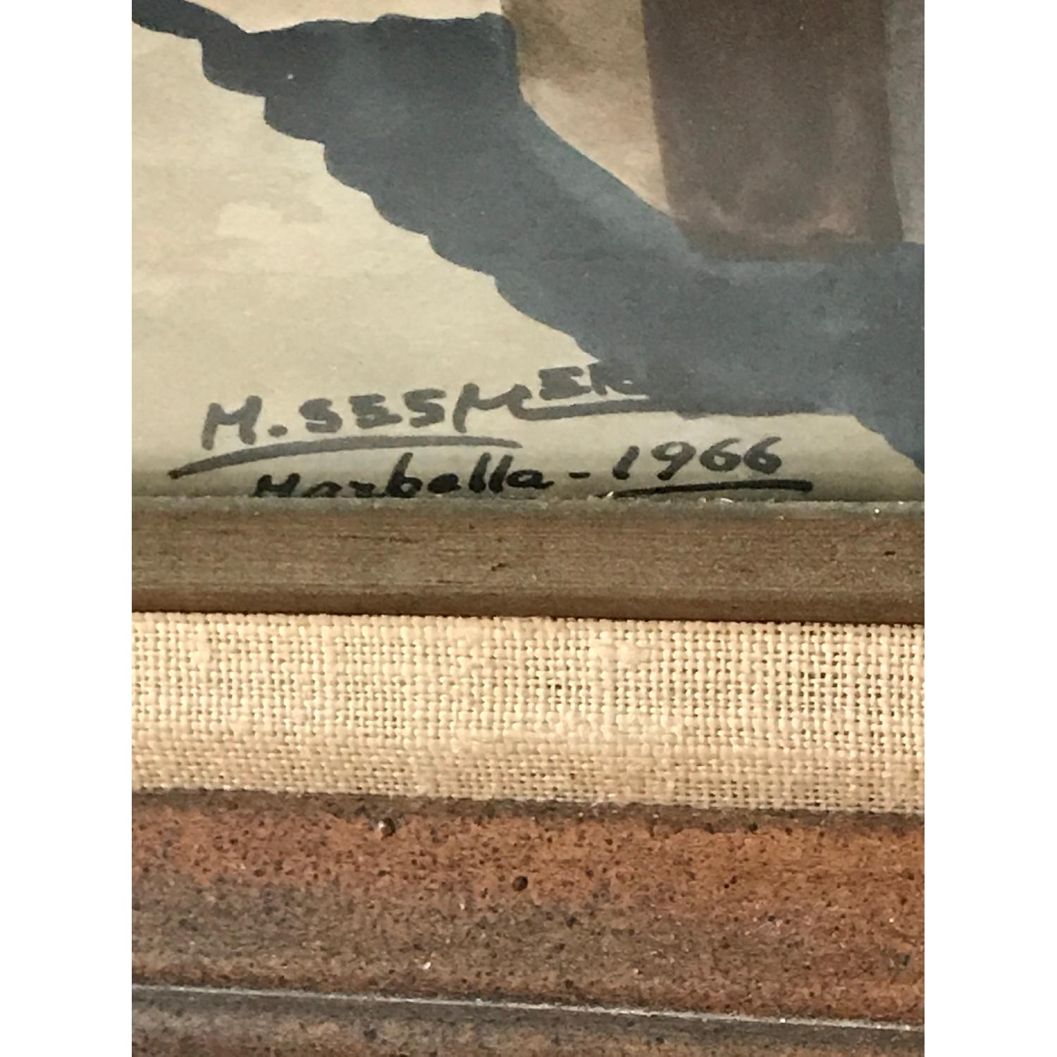 Signed Framed 1966 Marbella Watercolor - image-2
