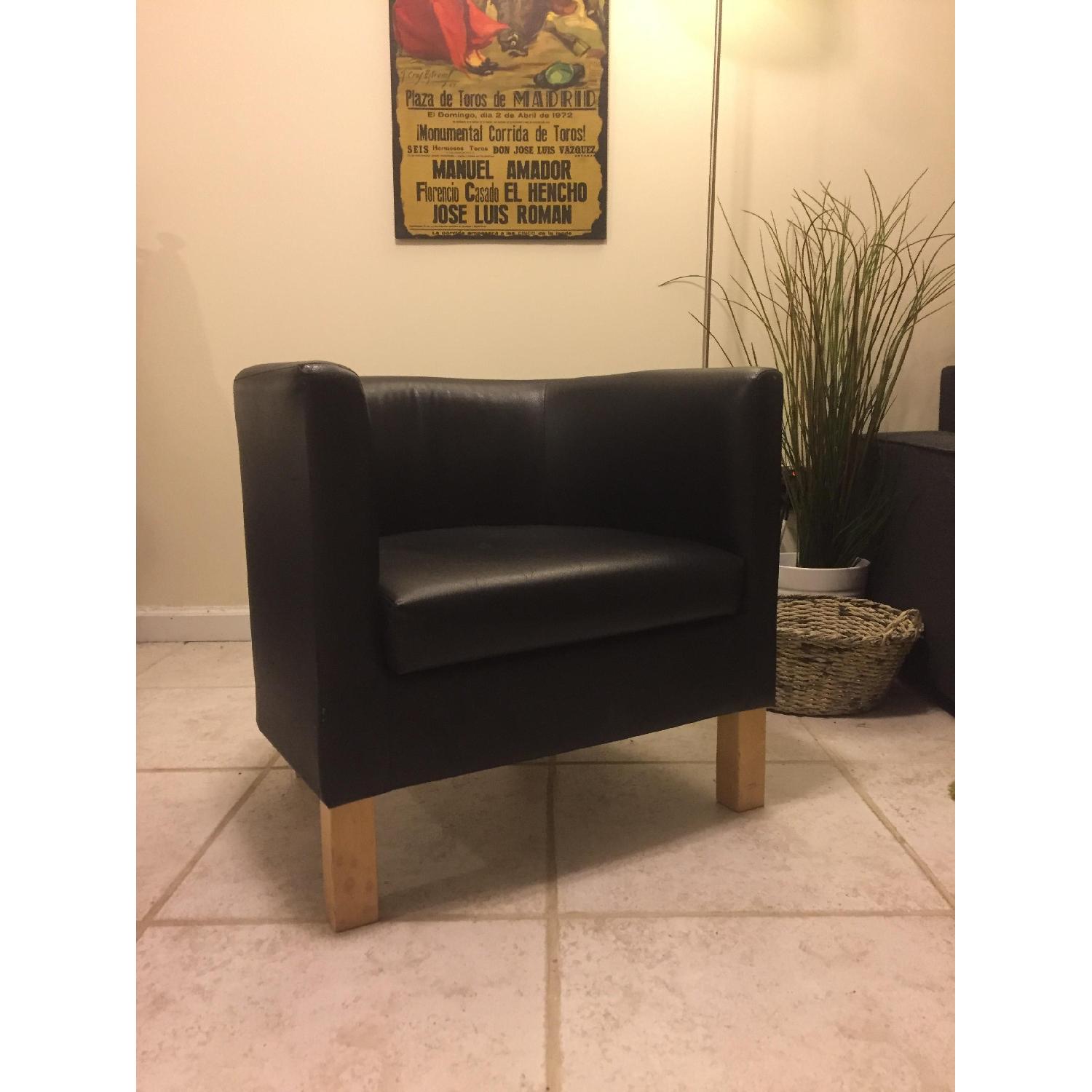 Ikea Rounded Black Faux Leather Chair - image-1