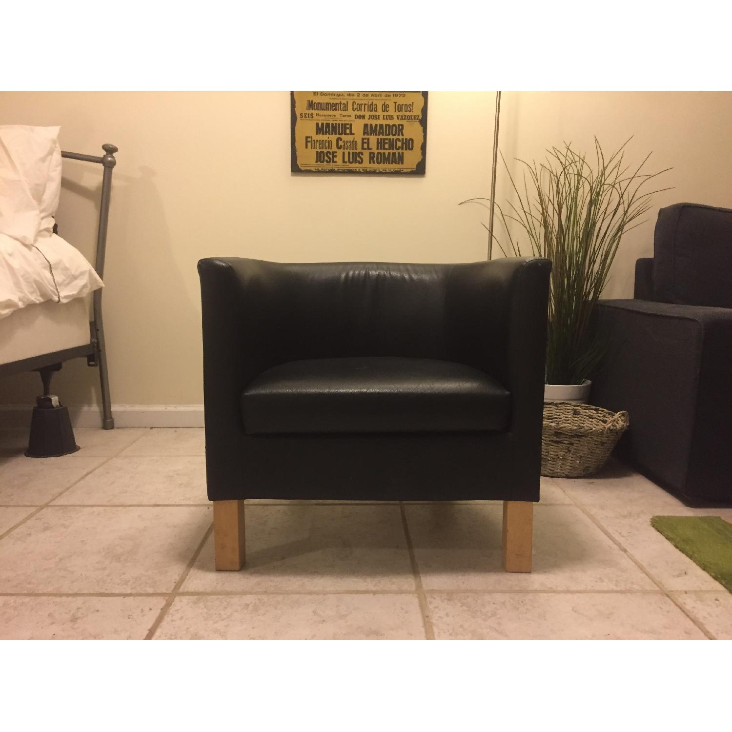 Ikea Rounded Black Faux Leather Chair - image-2