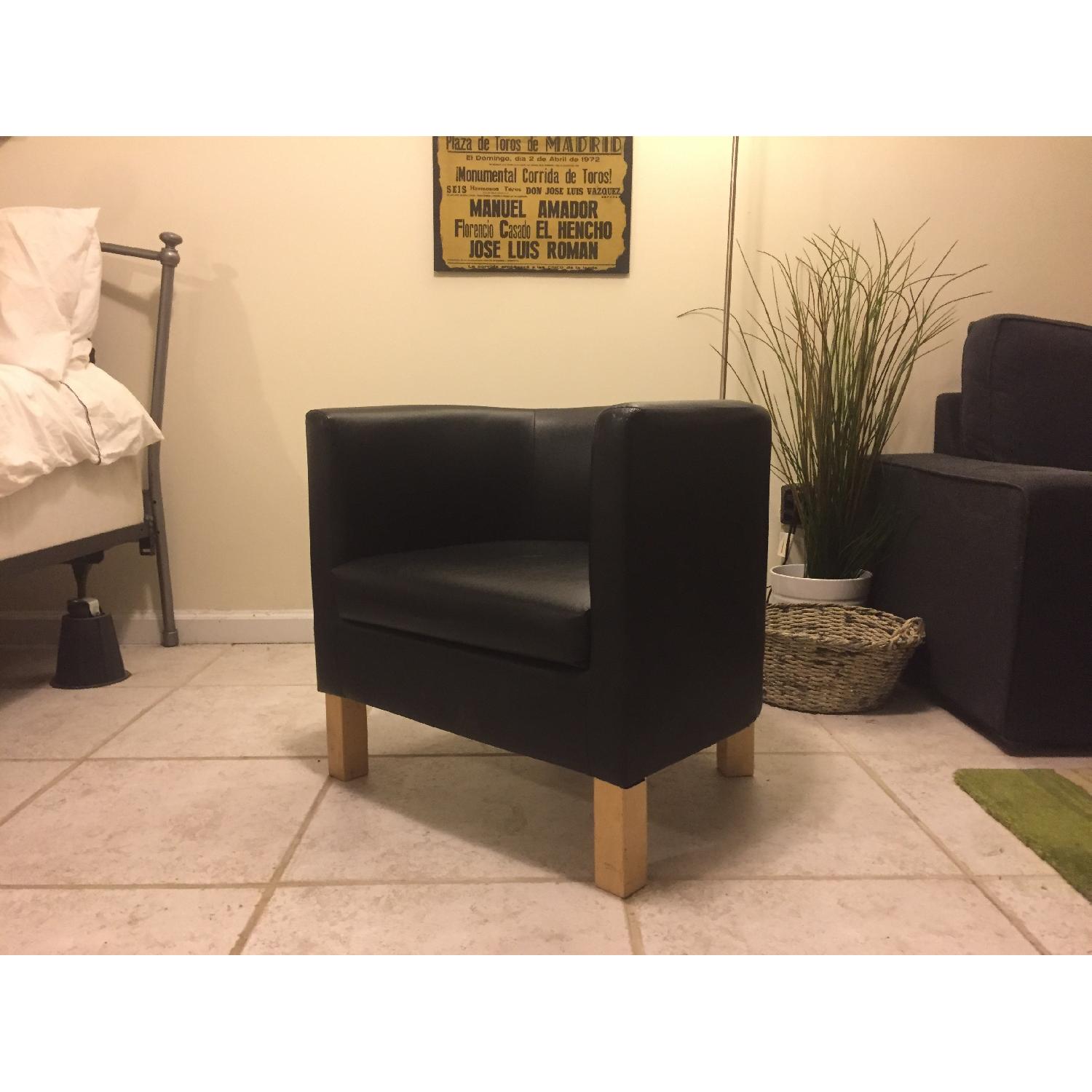 Ikea Rounded Black Faux Leather Chair - image-3