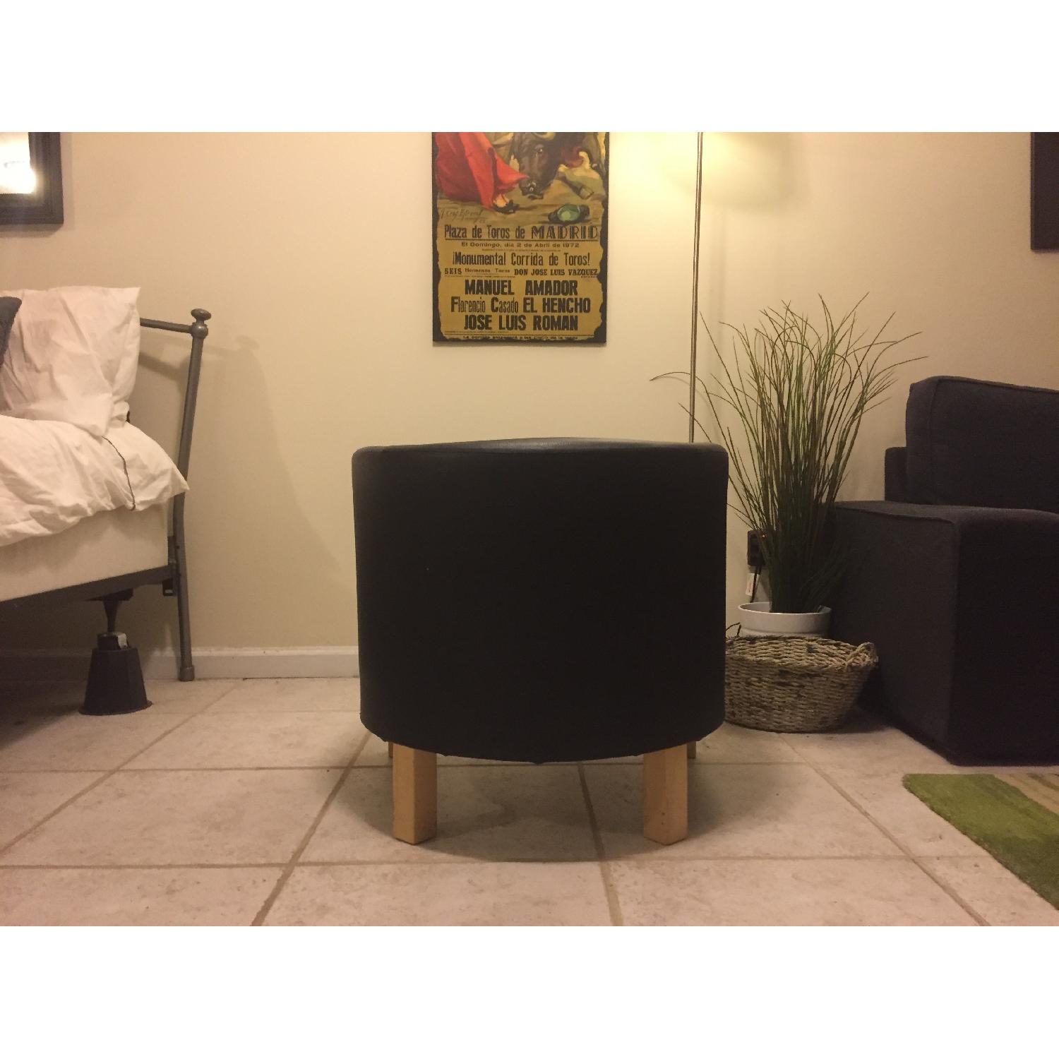 Ikea Rounded Black Faux Leather Chair - image-4