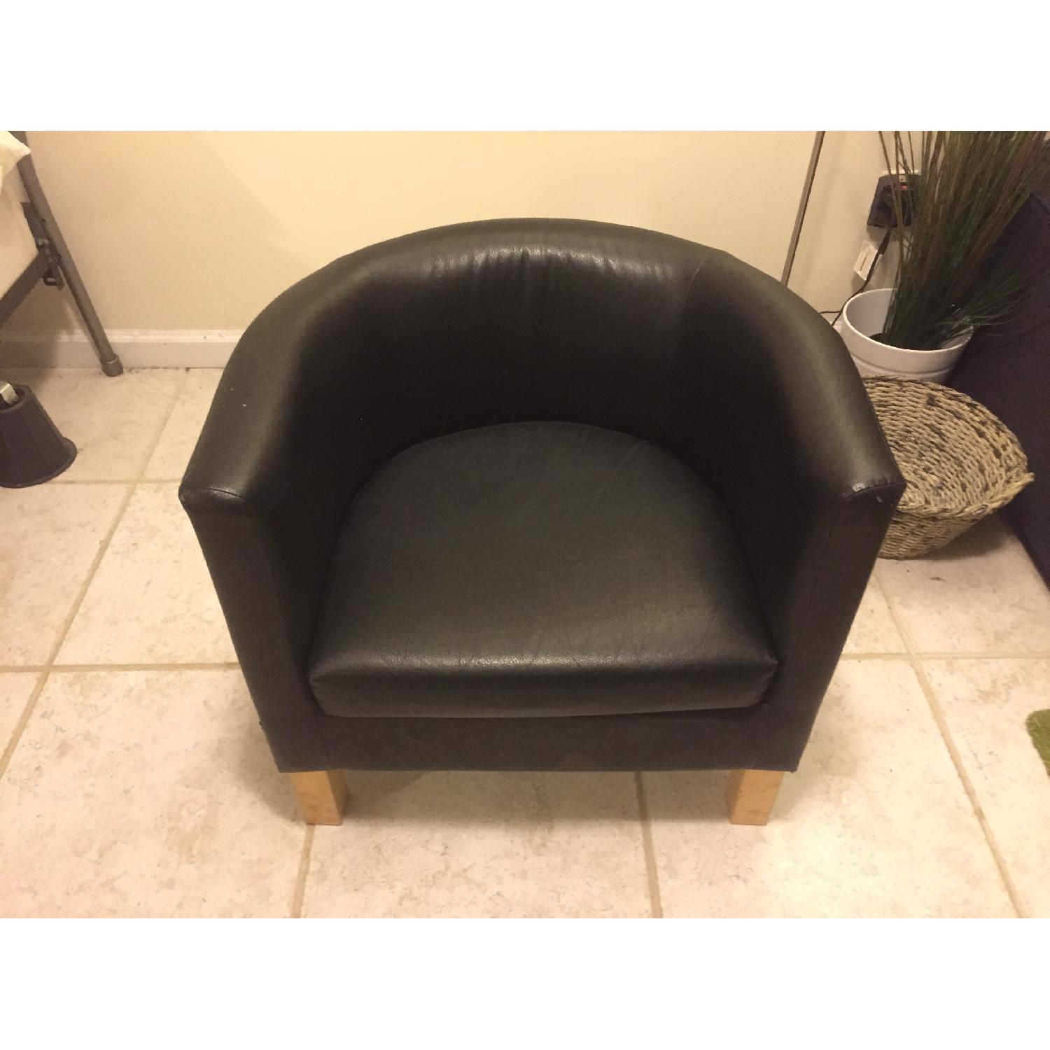 Ikea Rounded Black Faux Leather Chair - image-5