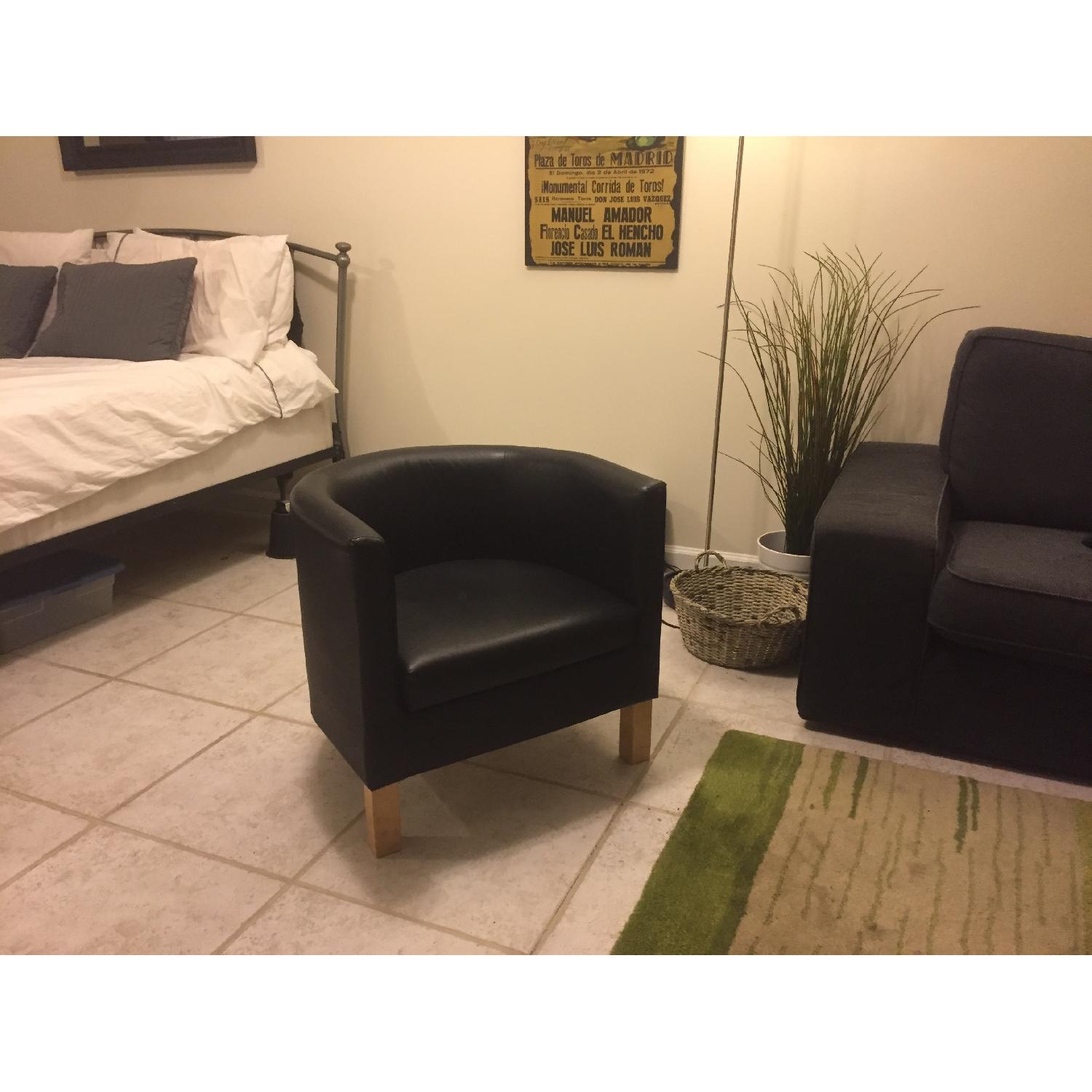Ikea Rounded Black Faux Leather Chair - image-8