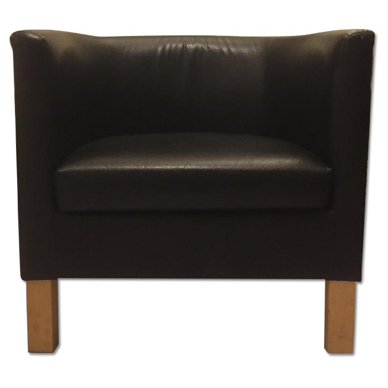 Ikea Rounded Black Faux Leather Chair AptDeco