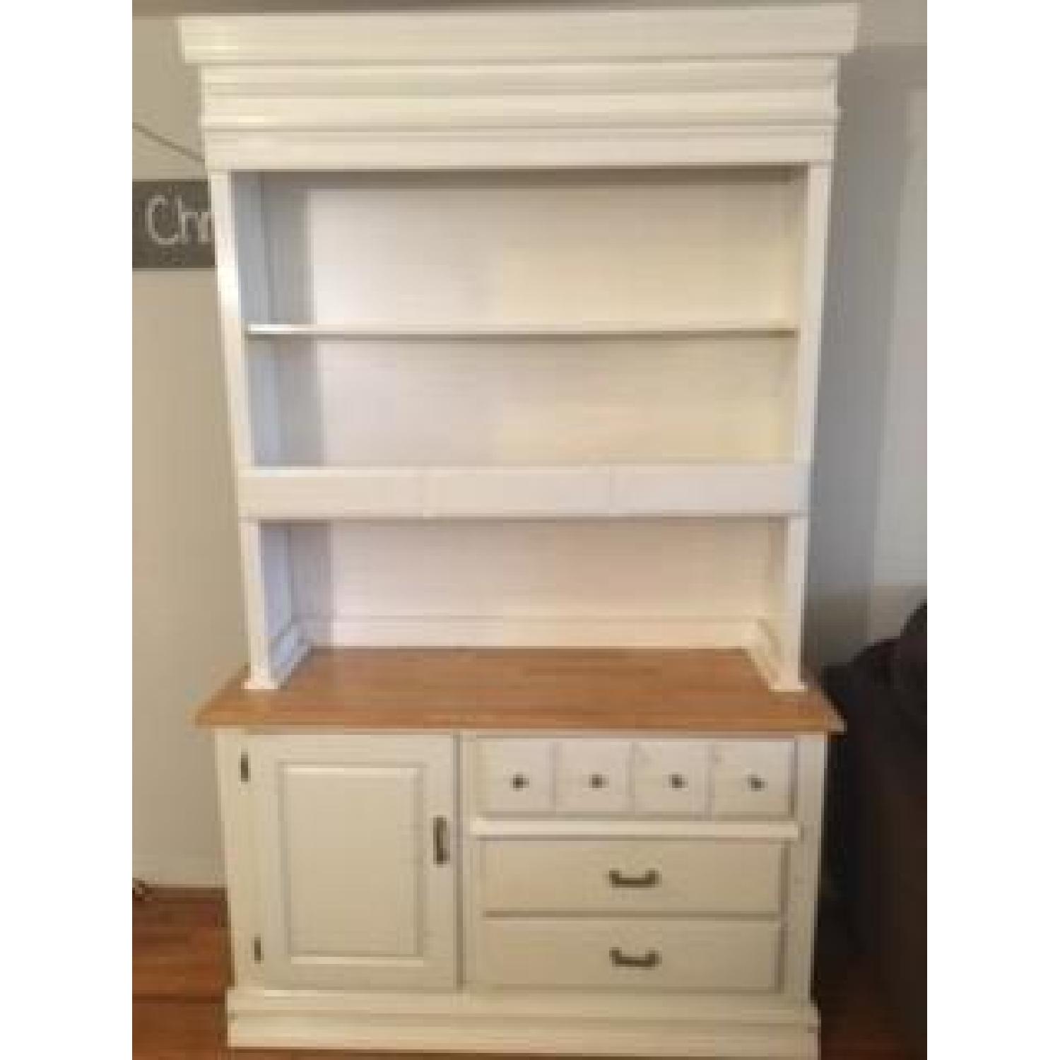 Raymour & Flanigan Natural Oak & Painted White Hutch - image-6