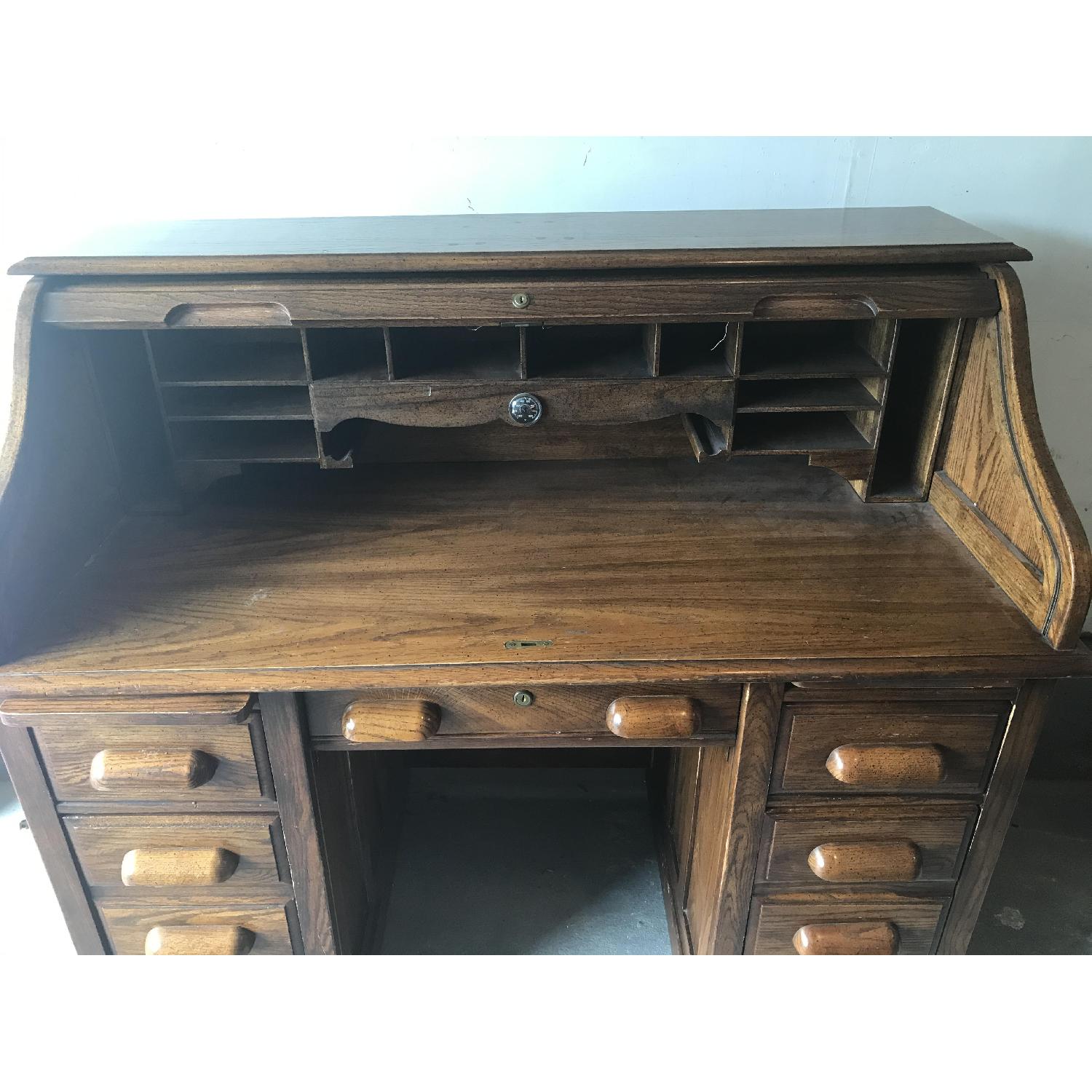 Antique Roll Top Bankers Desk - image-2