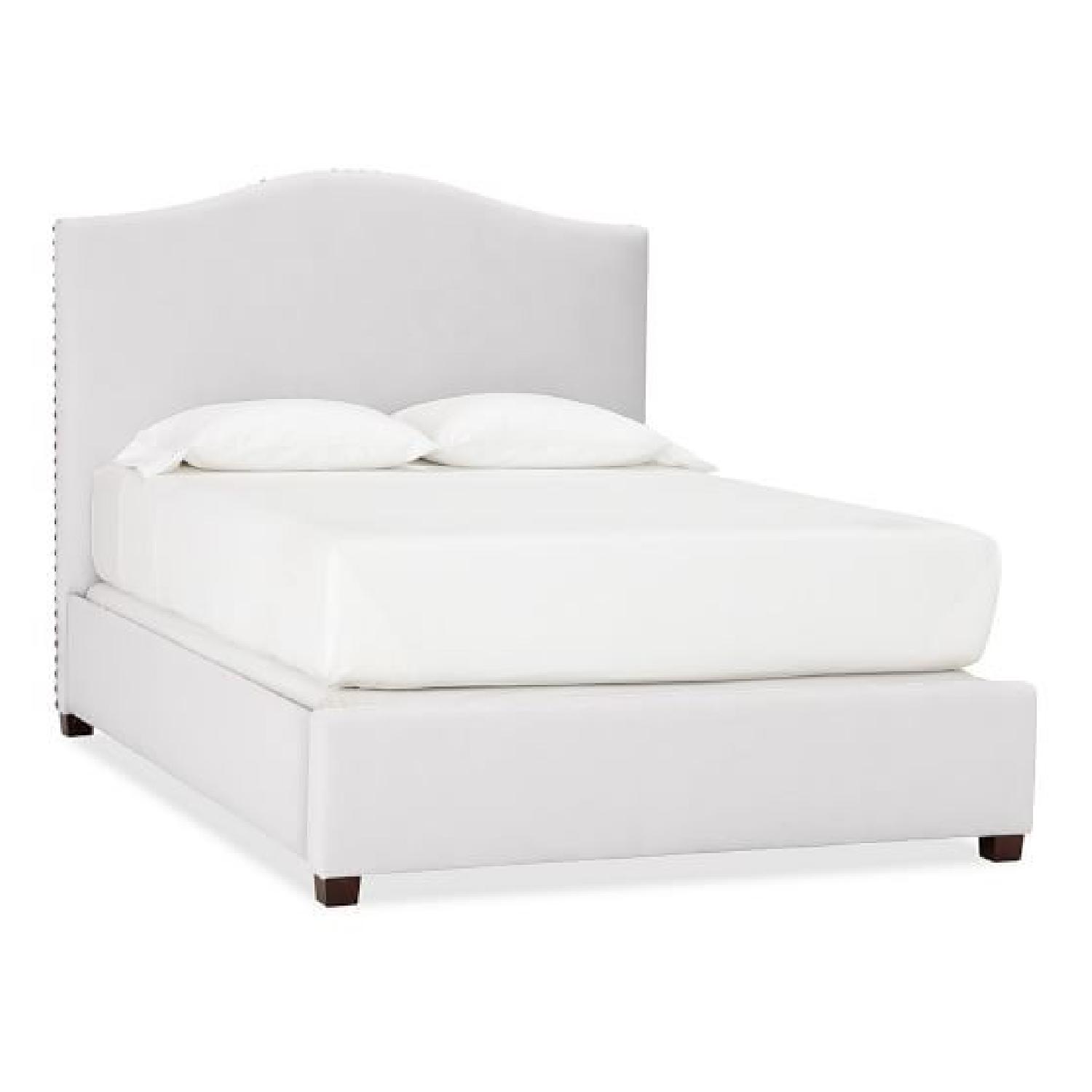 Pottery Barn Raleigh Upholstered Camelback Full Bed in White - image-0