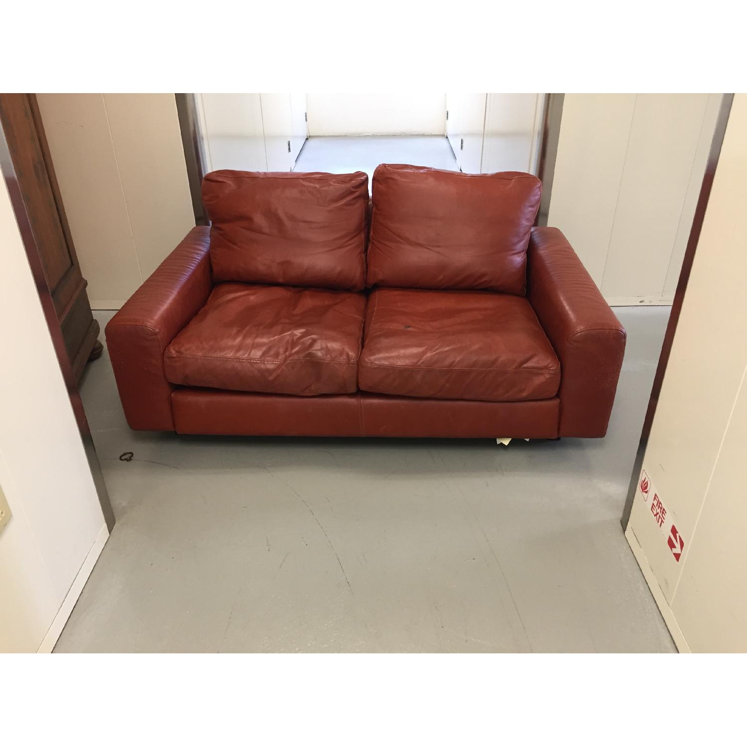 Red Leather Sofa - image-1