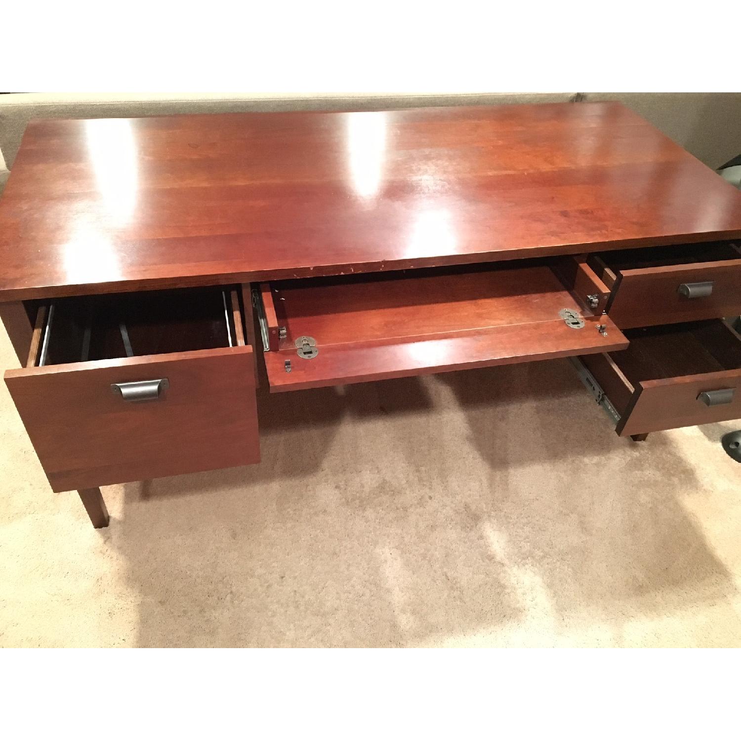 Crate & Barrel Dark Cherry Wood Desk - image-3