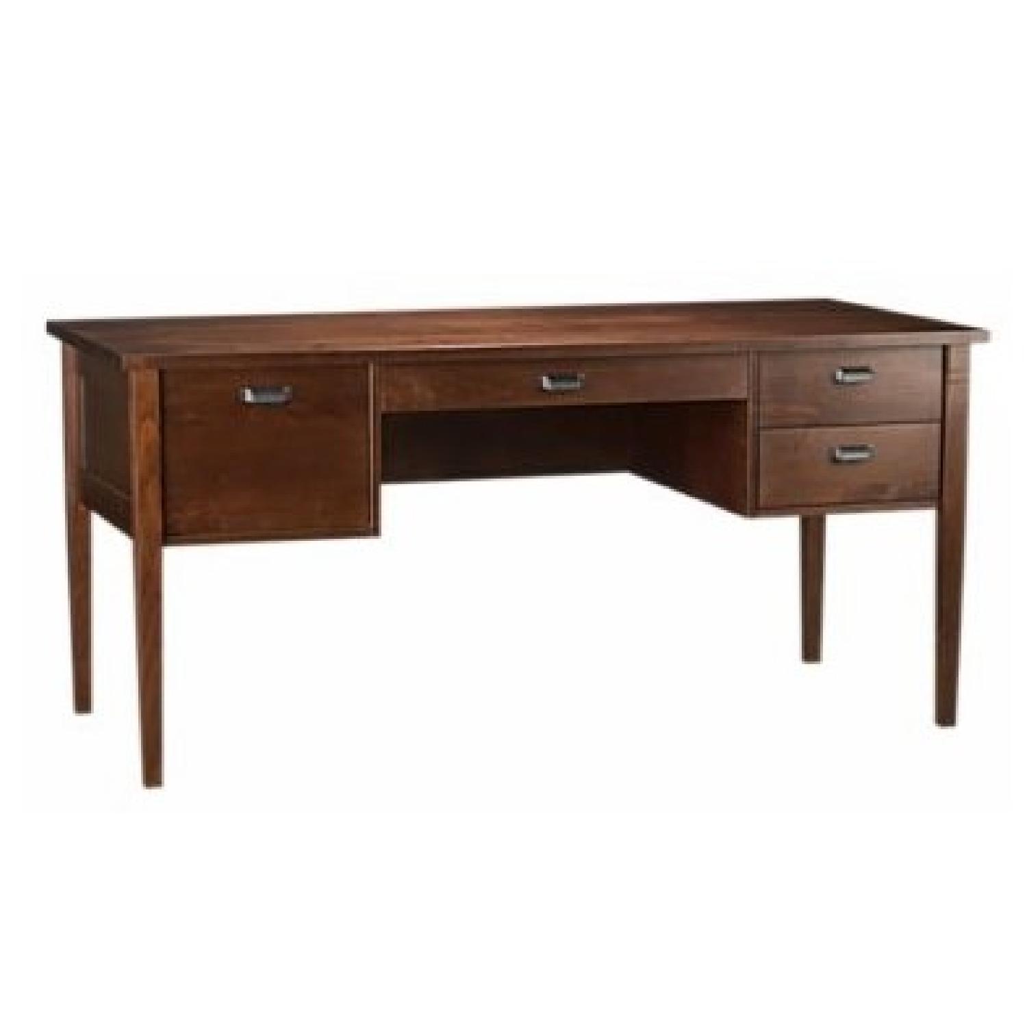 Crate & Barrel Dark Cherry Wood Desk - image-0