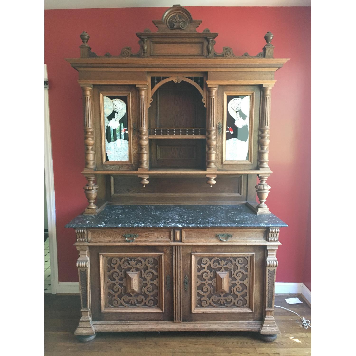 Oak Sideboard w/ Marble Countertop - image-1