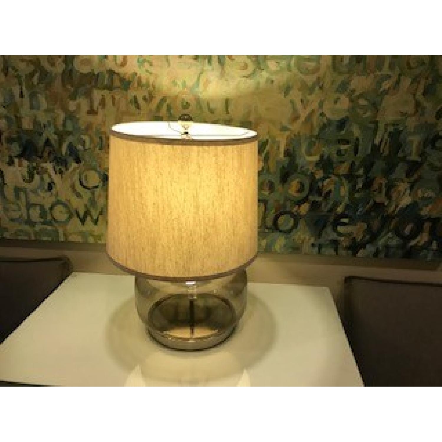 Large Glass Lamp w/ White Shade - image-1