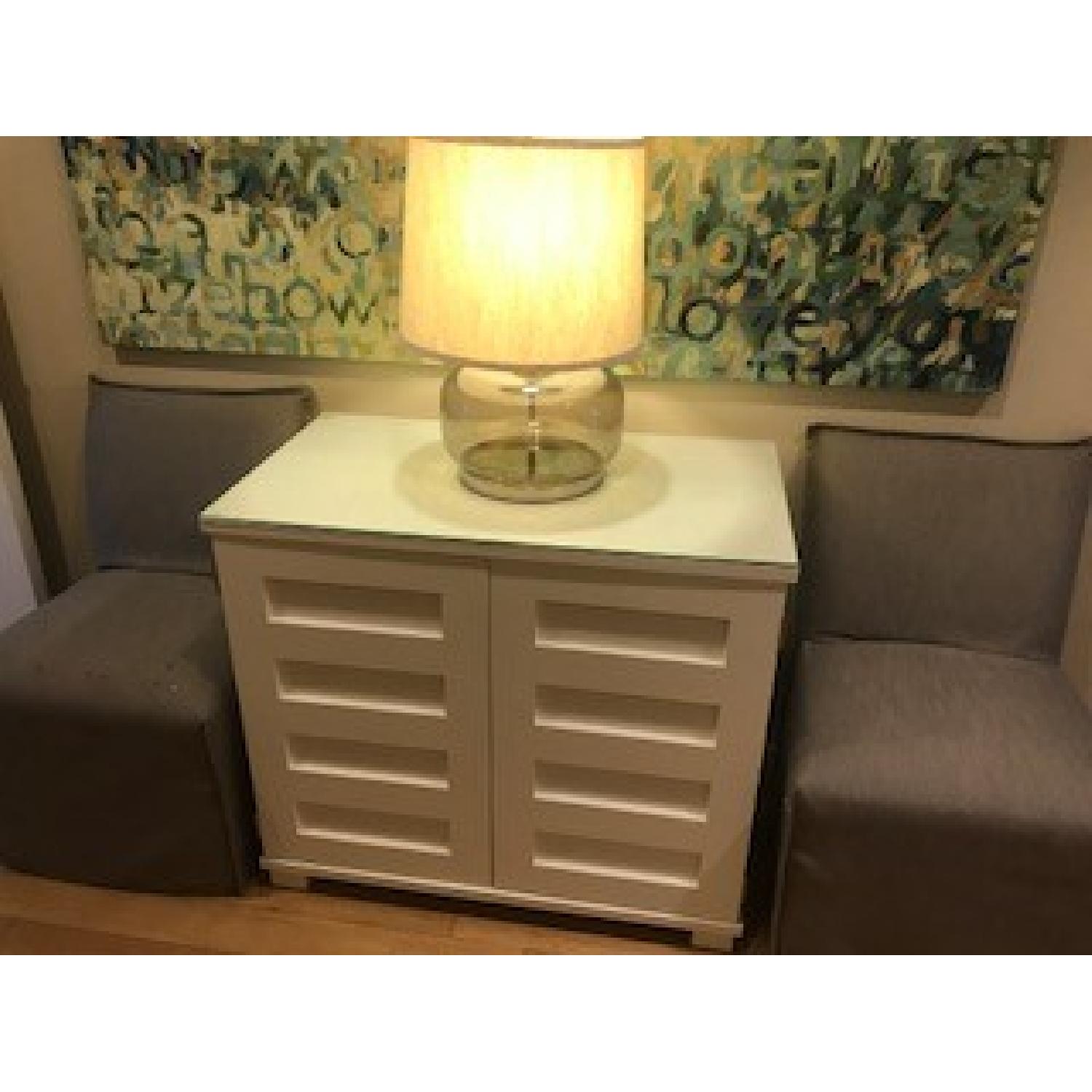 Large Glass Lamp w/ White Shade - image-3