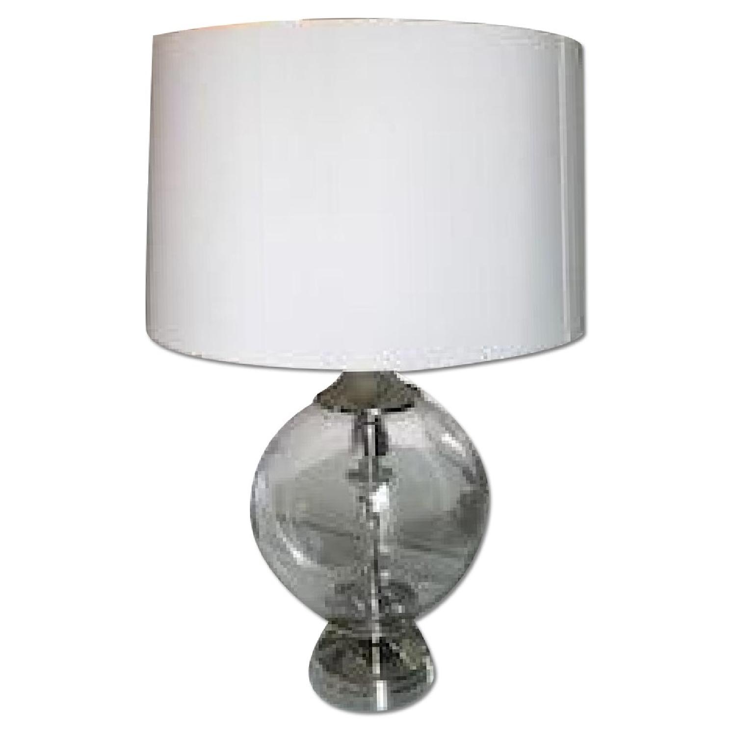 Glass Round Lamp w/ White Shade - image-0