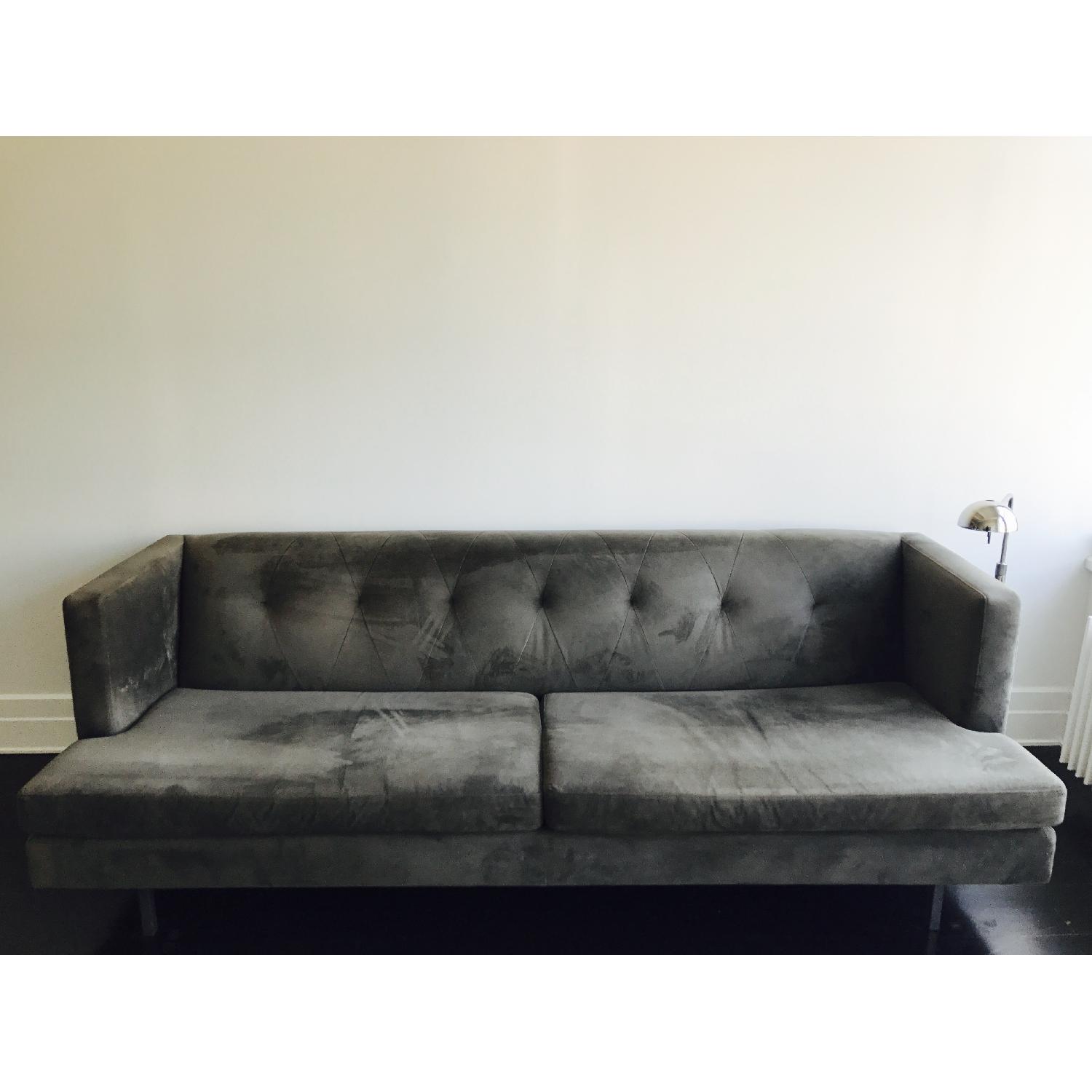 CB2 Avec Grey Sofa w/ Brushed Steel Legs - image-1