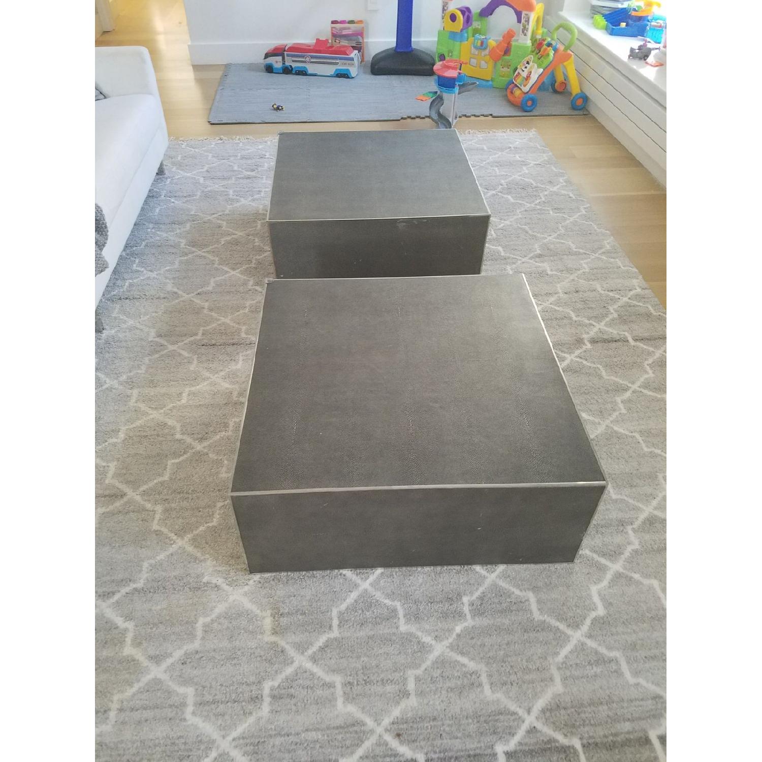 Restoration Hardware Shagreen Cube Square Coffee Tables - image-1